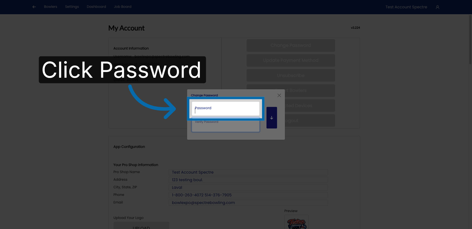 Open Password Settings