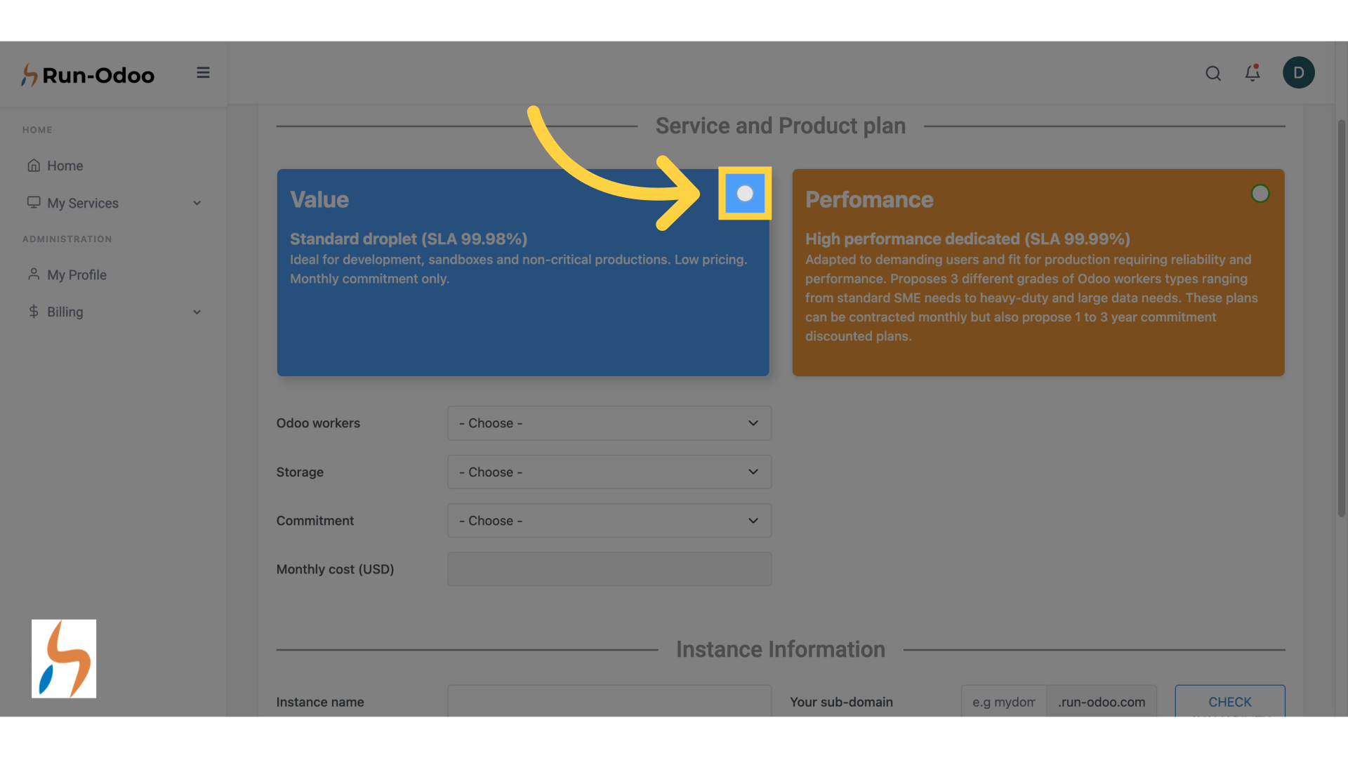 Select the 'Value' type