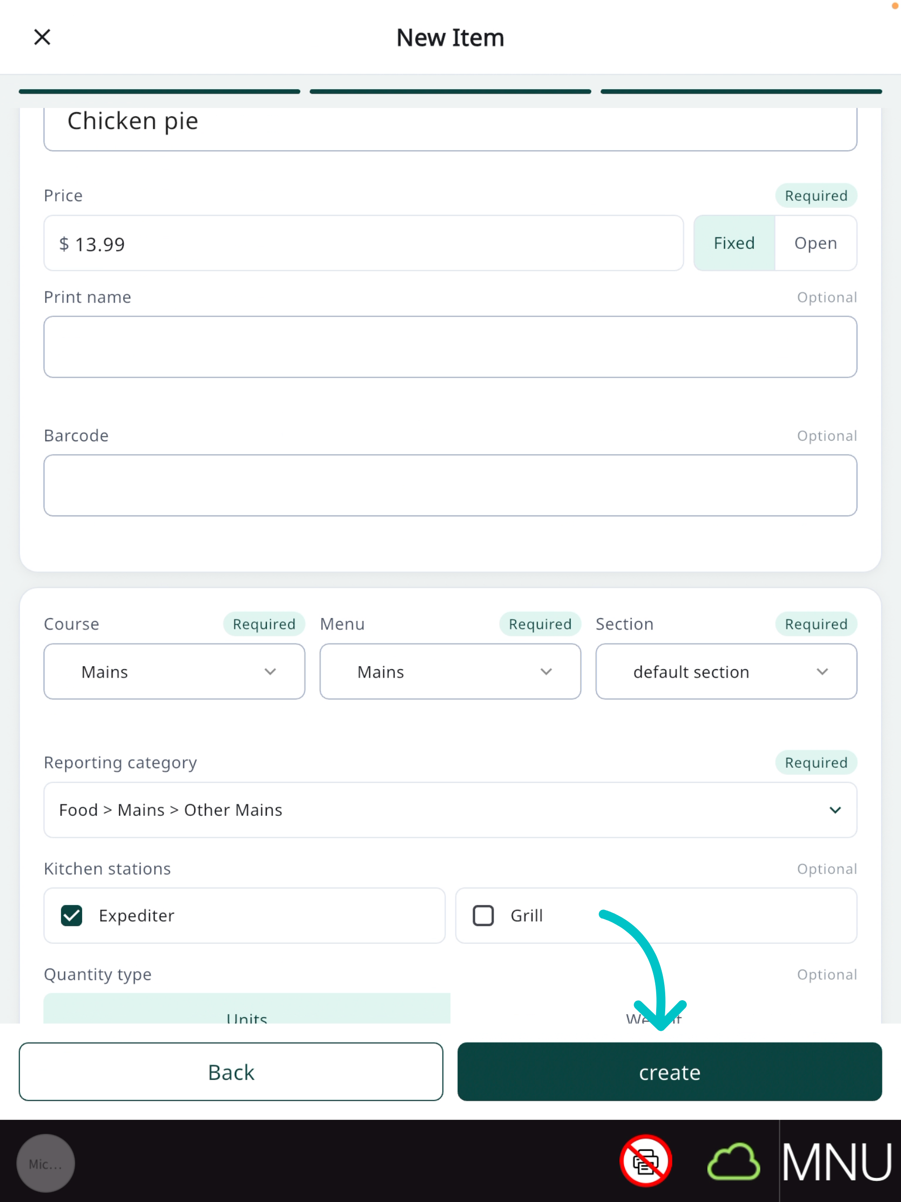 Adding a tax rule and description to the new item