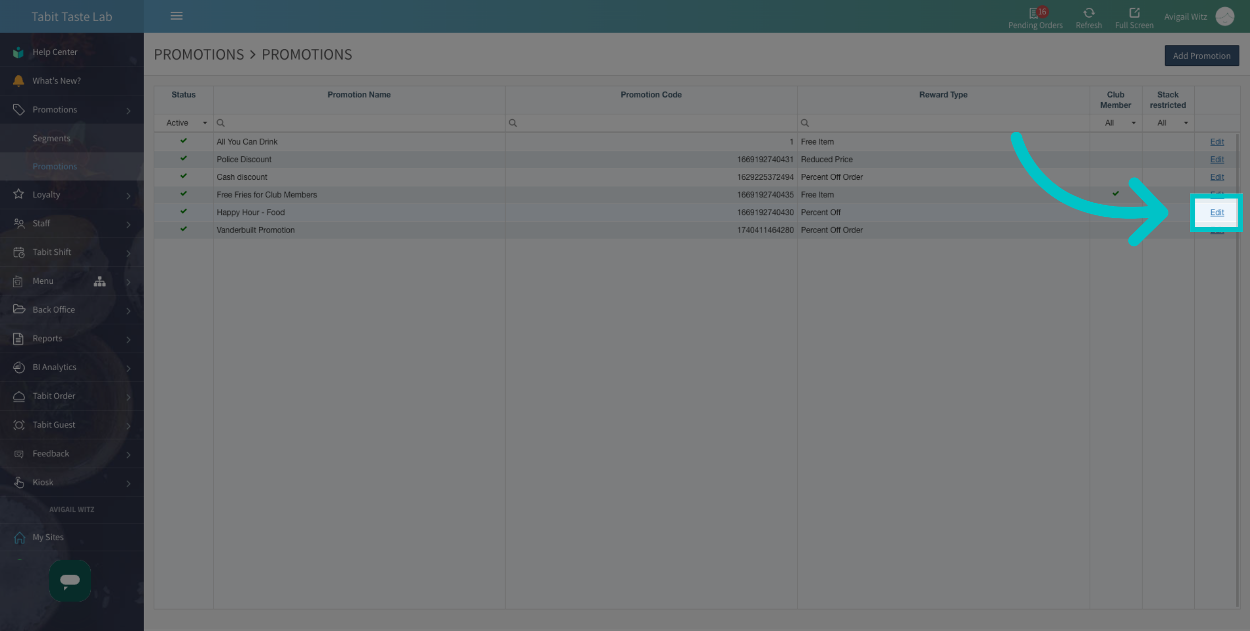 Select Edit Option