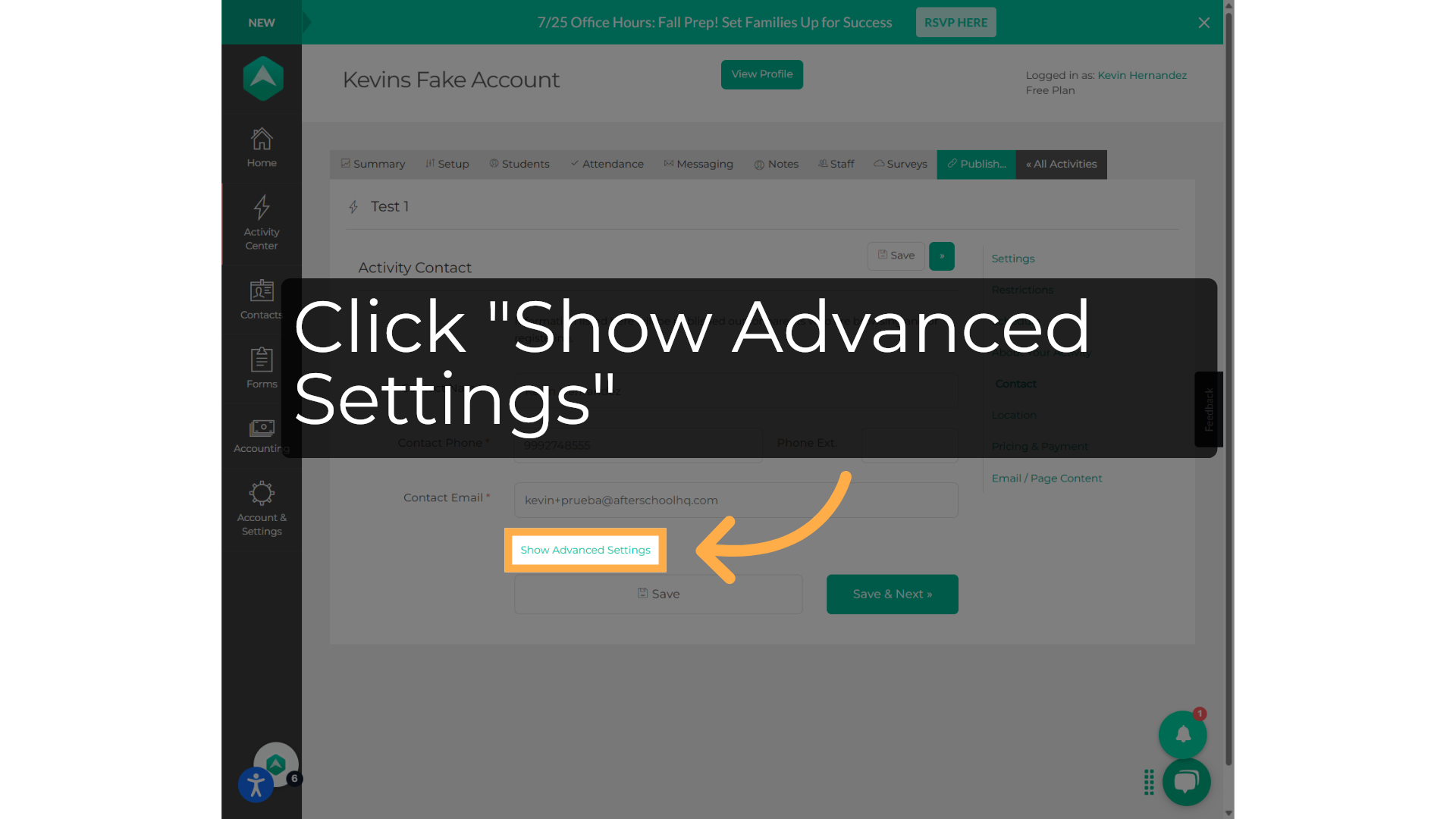 Click 'Show Advanced Settings'