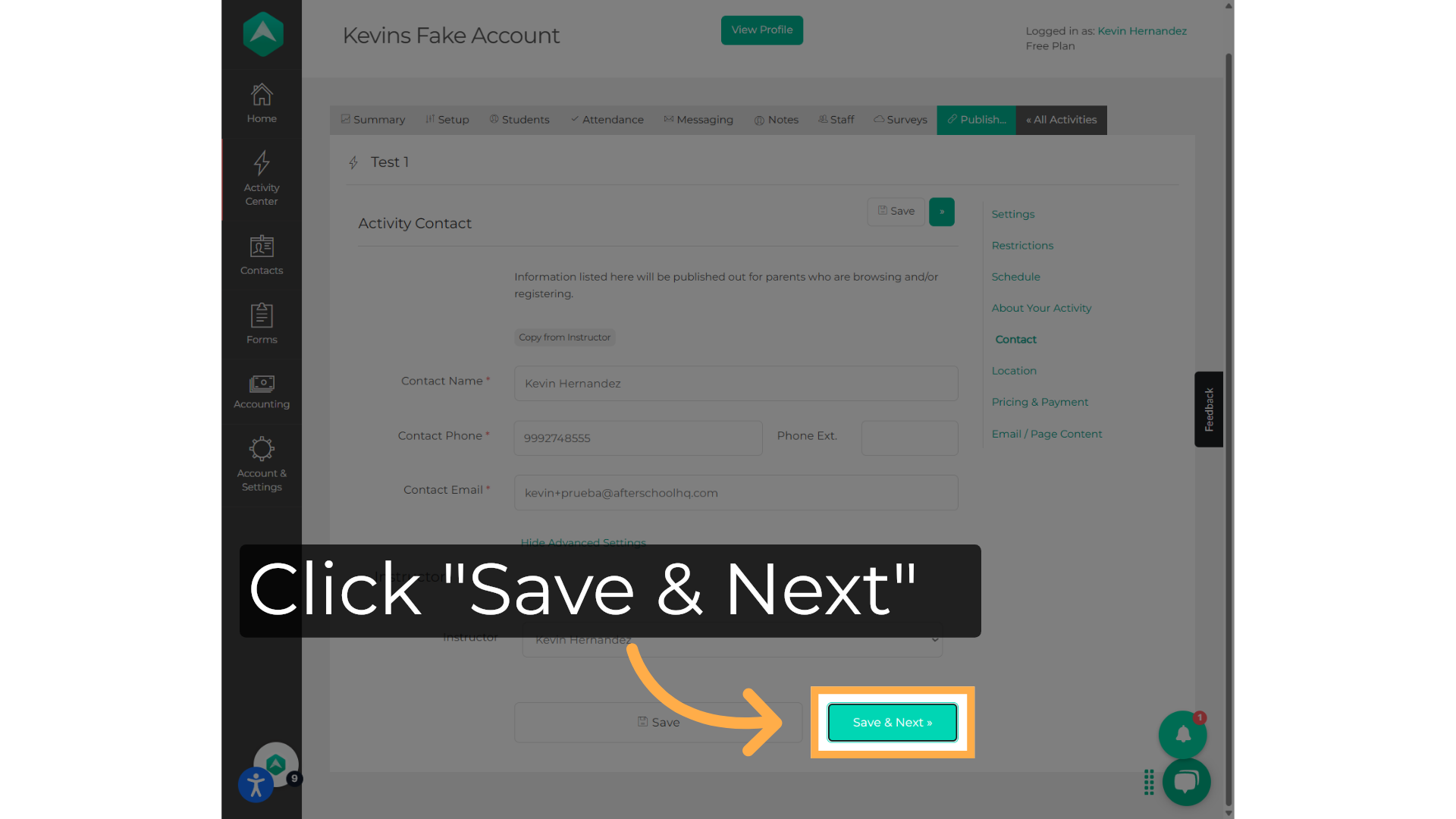 Click 'Save & Next'