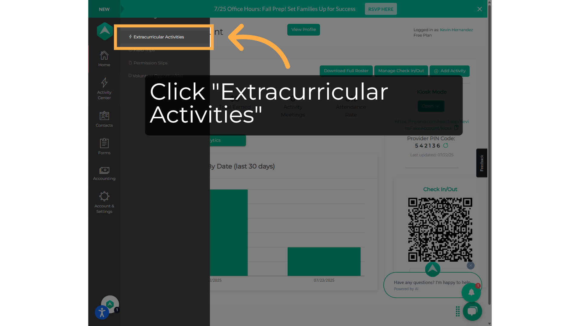 Click 'Extracurricular Activities'