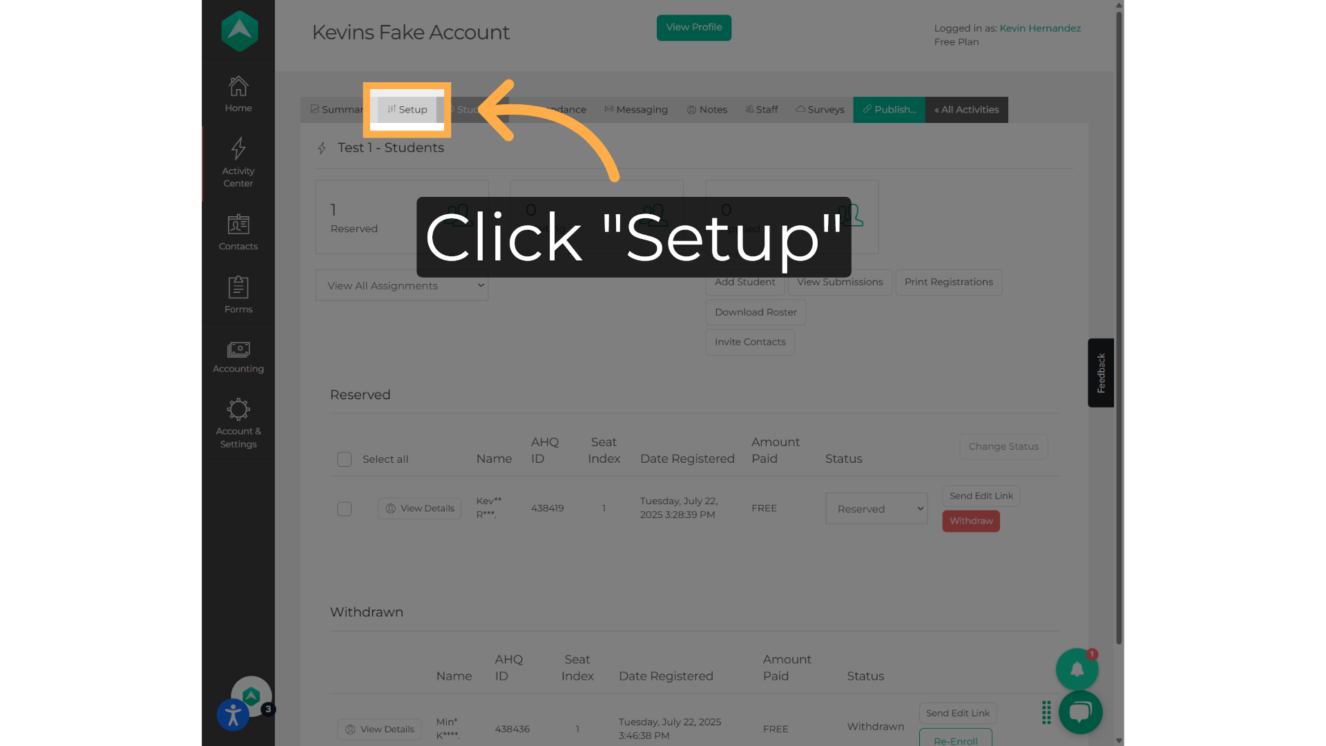 Click 'Setup'