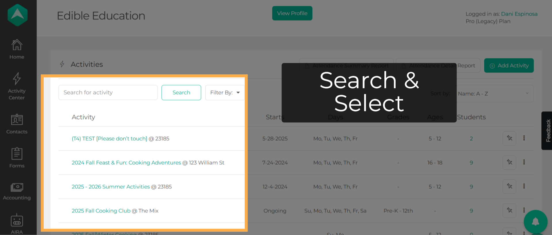 Search & Select