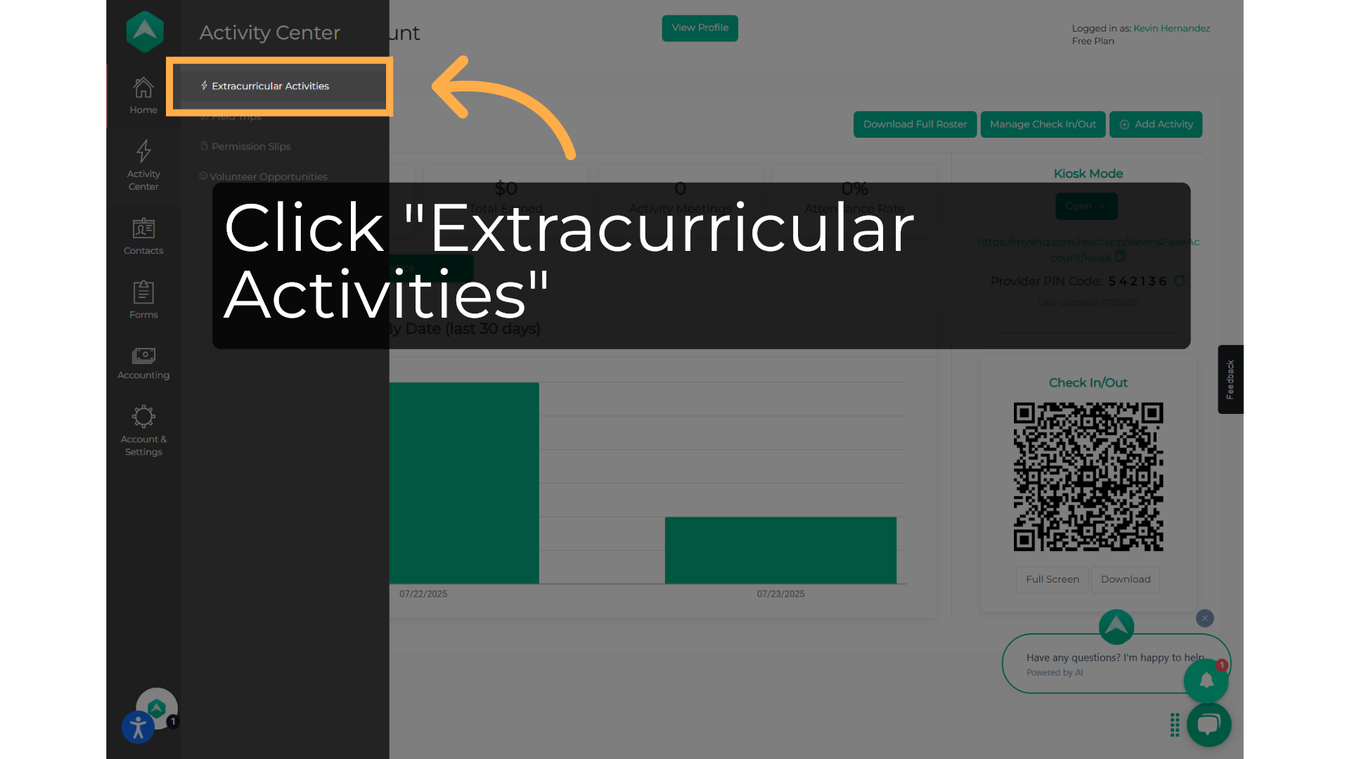 Click 'Extracurricular Activities'