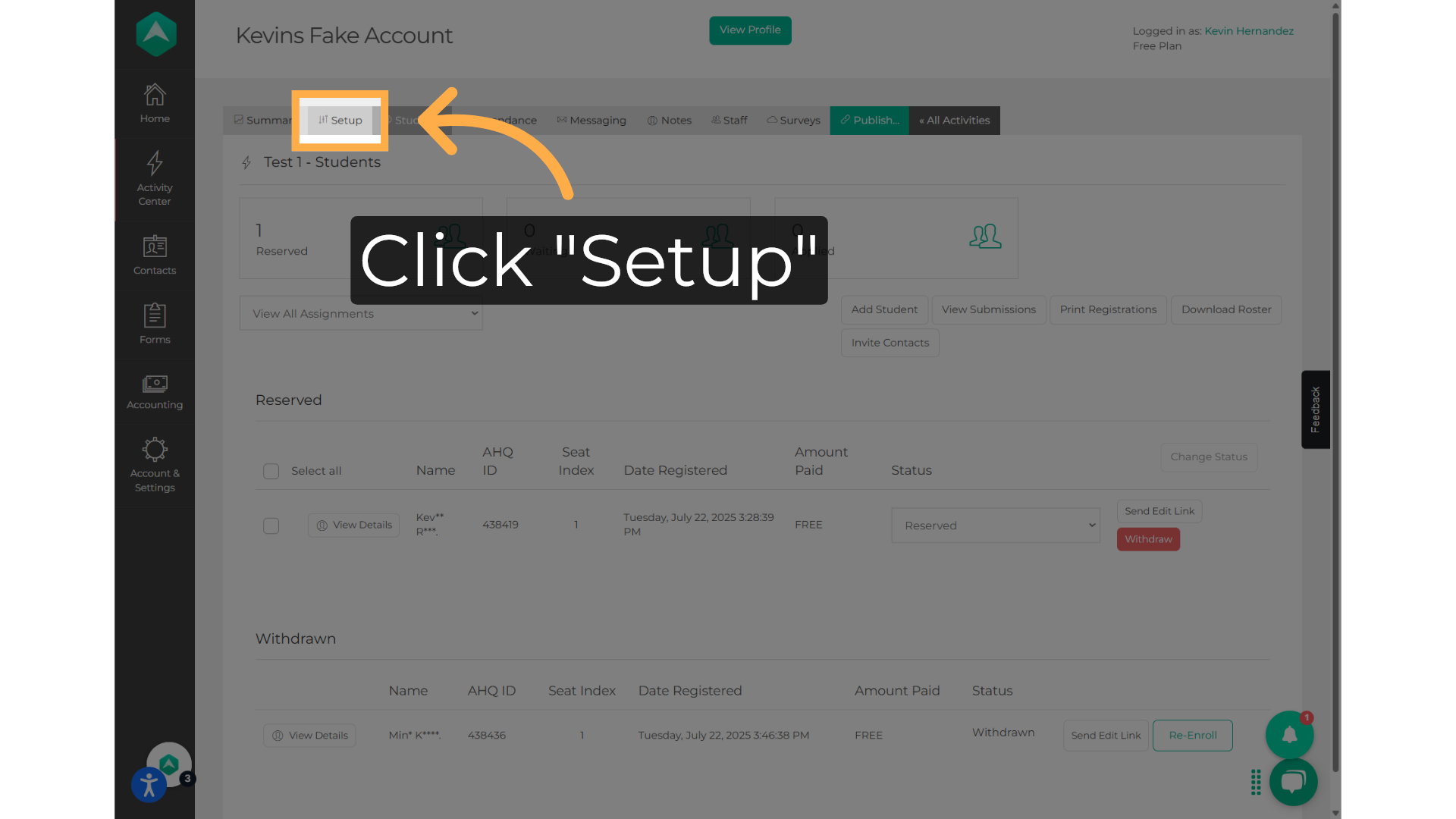 Click 'Setup'