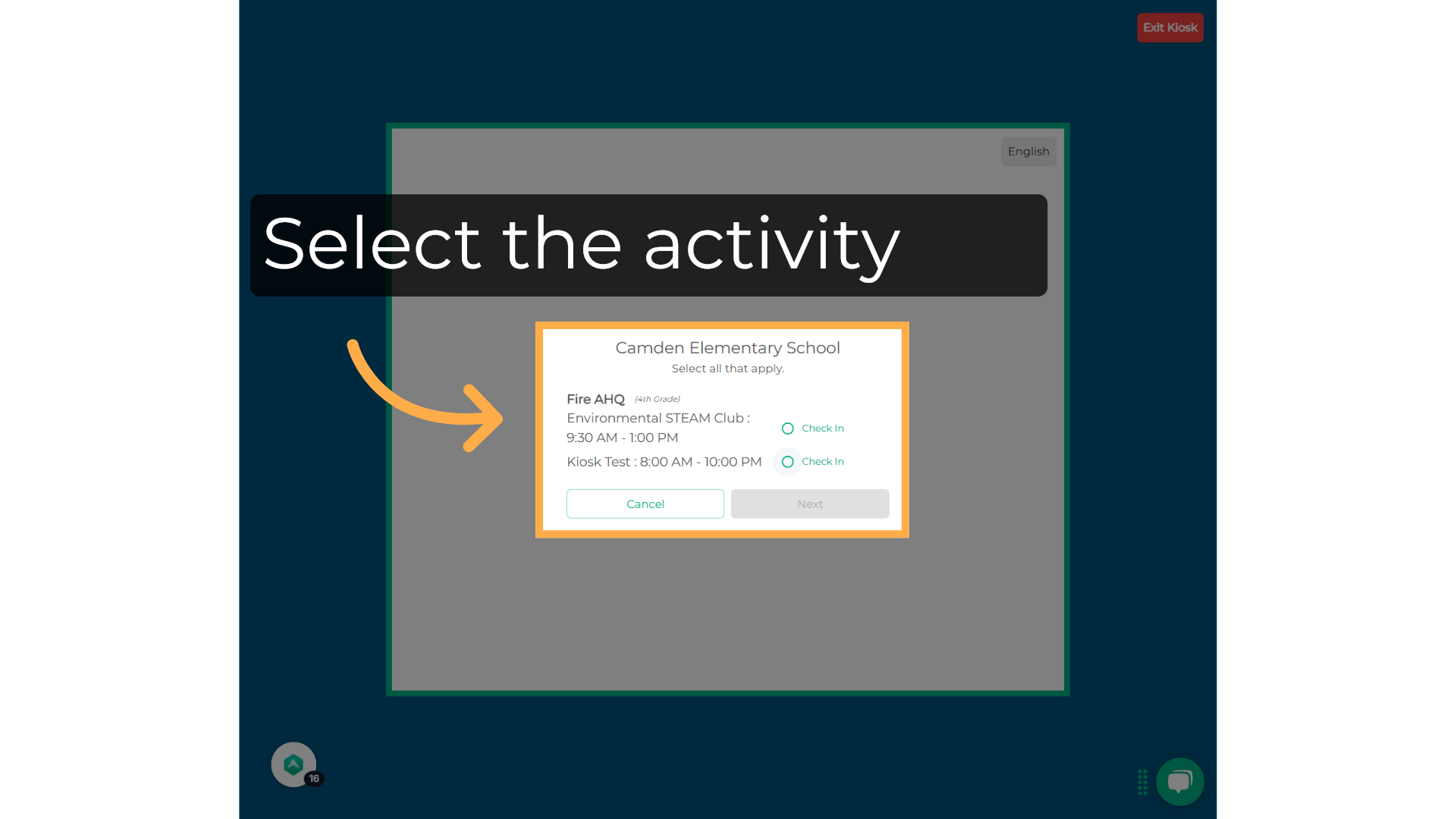 Select the activity