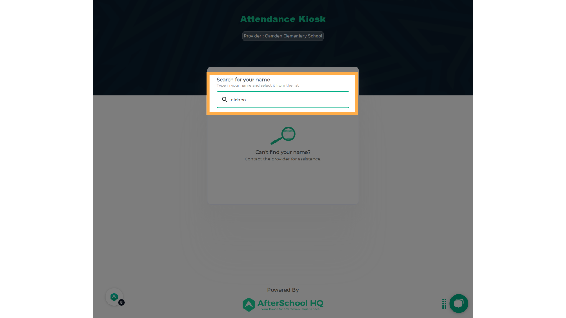 Search for the attendee