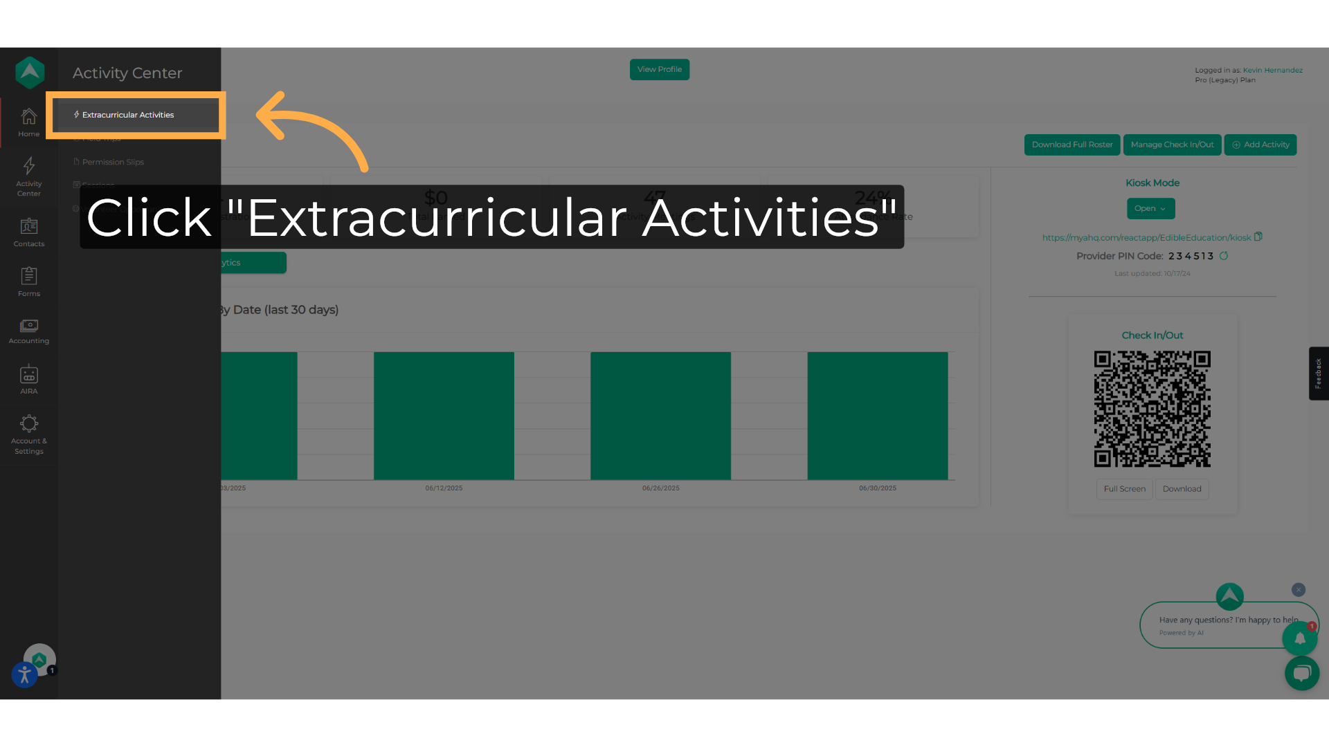 Click 'Extracurricular Activities'