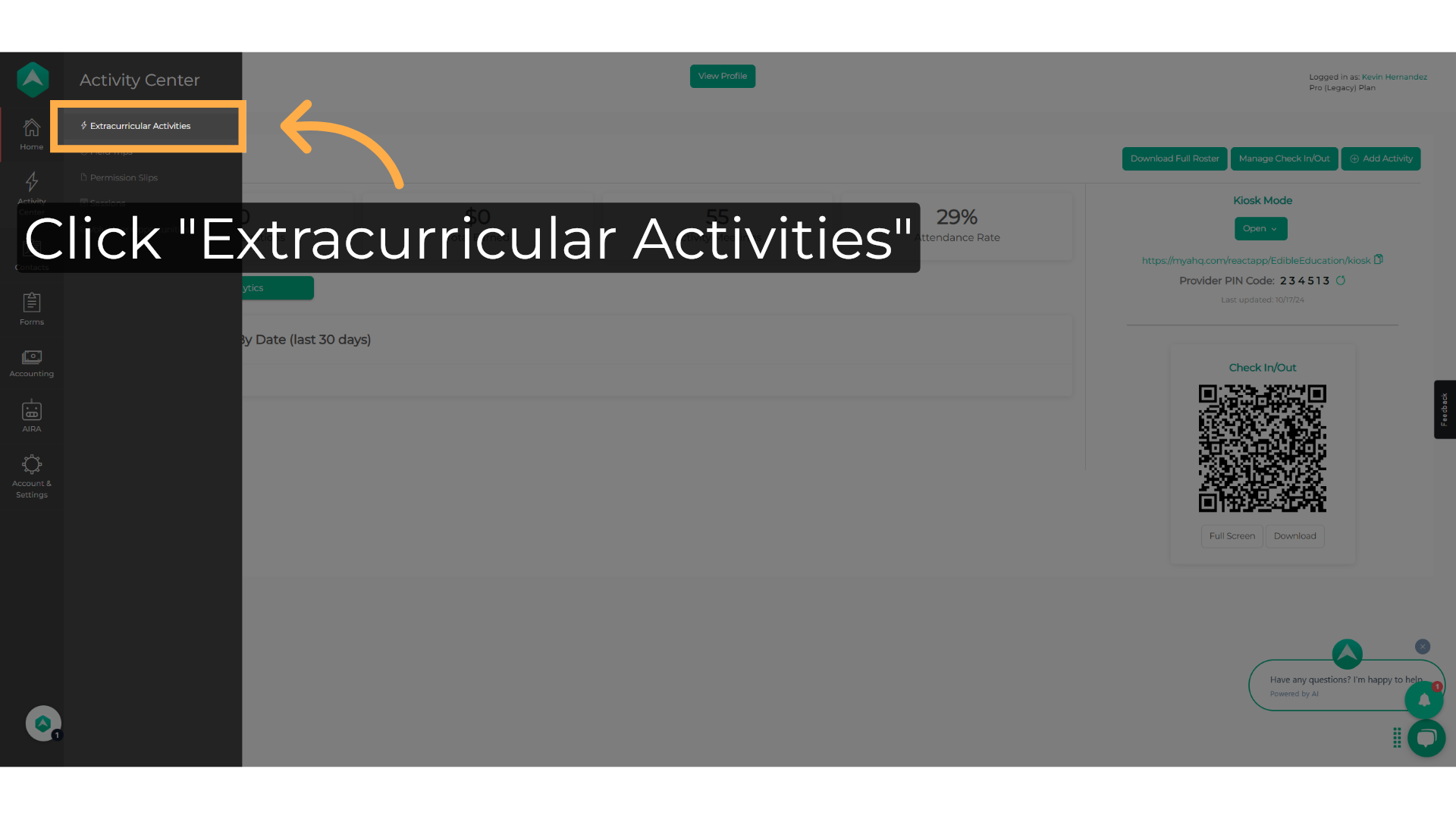 Click 'Extracurricular Activities'