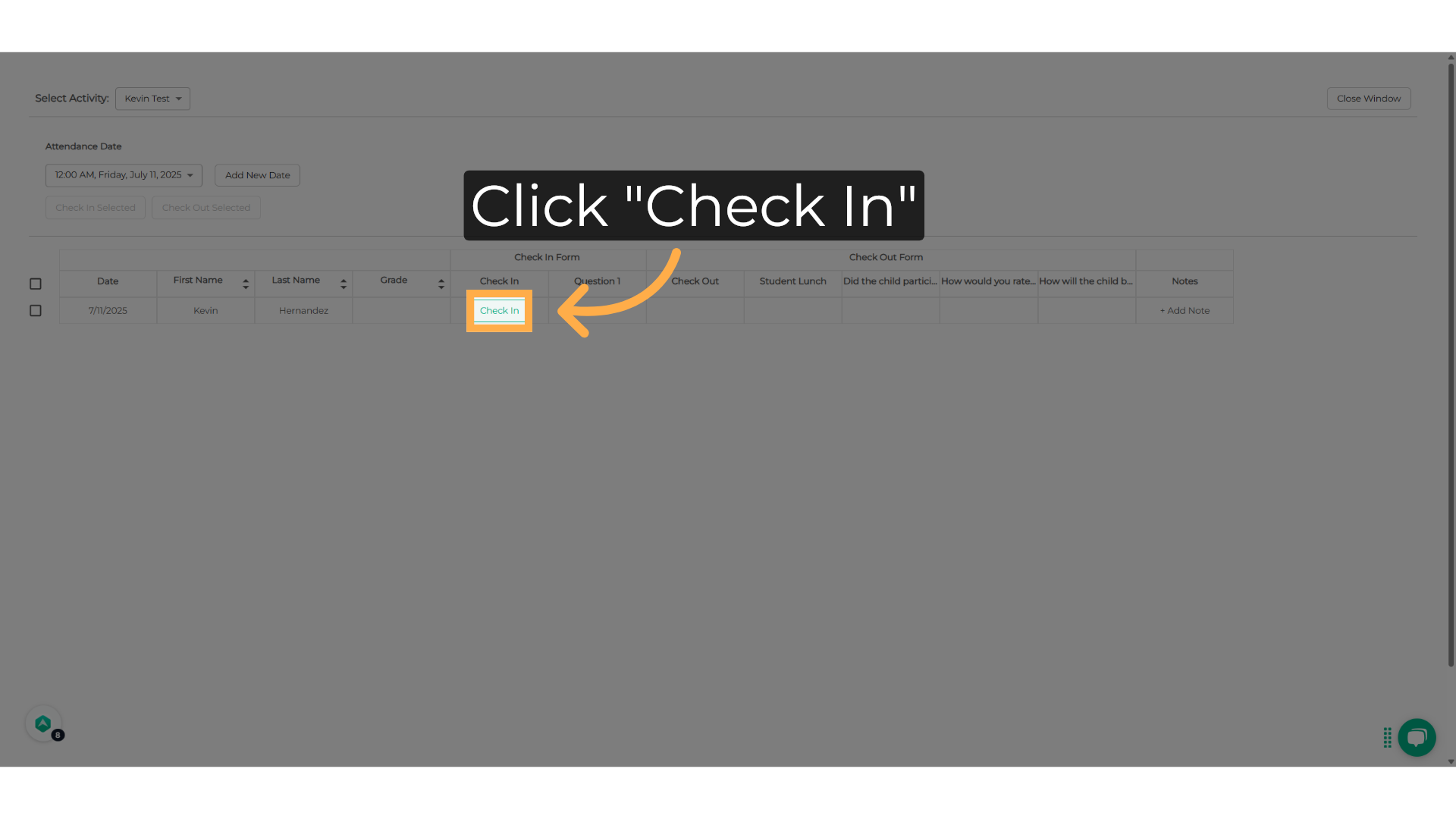 Click 'Check In'