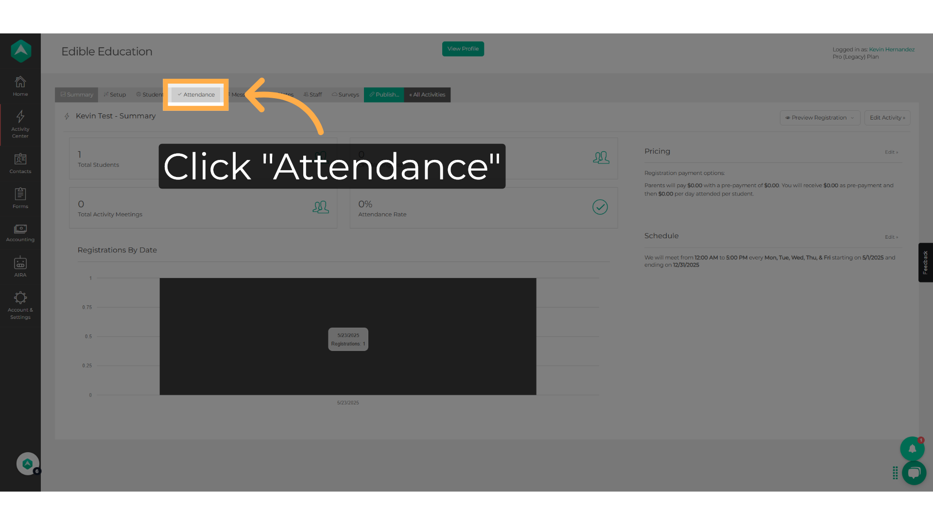 Click 'Attendance'