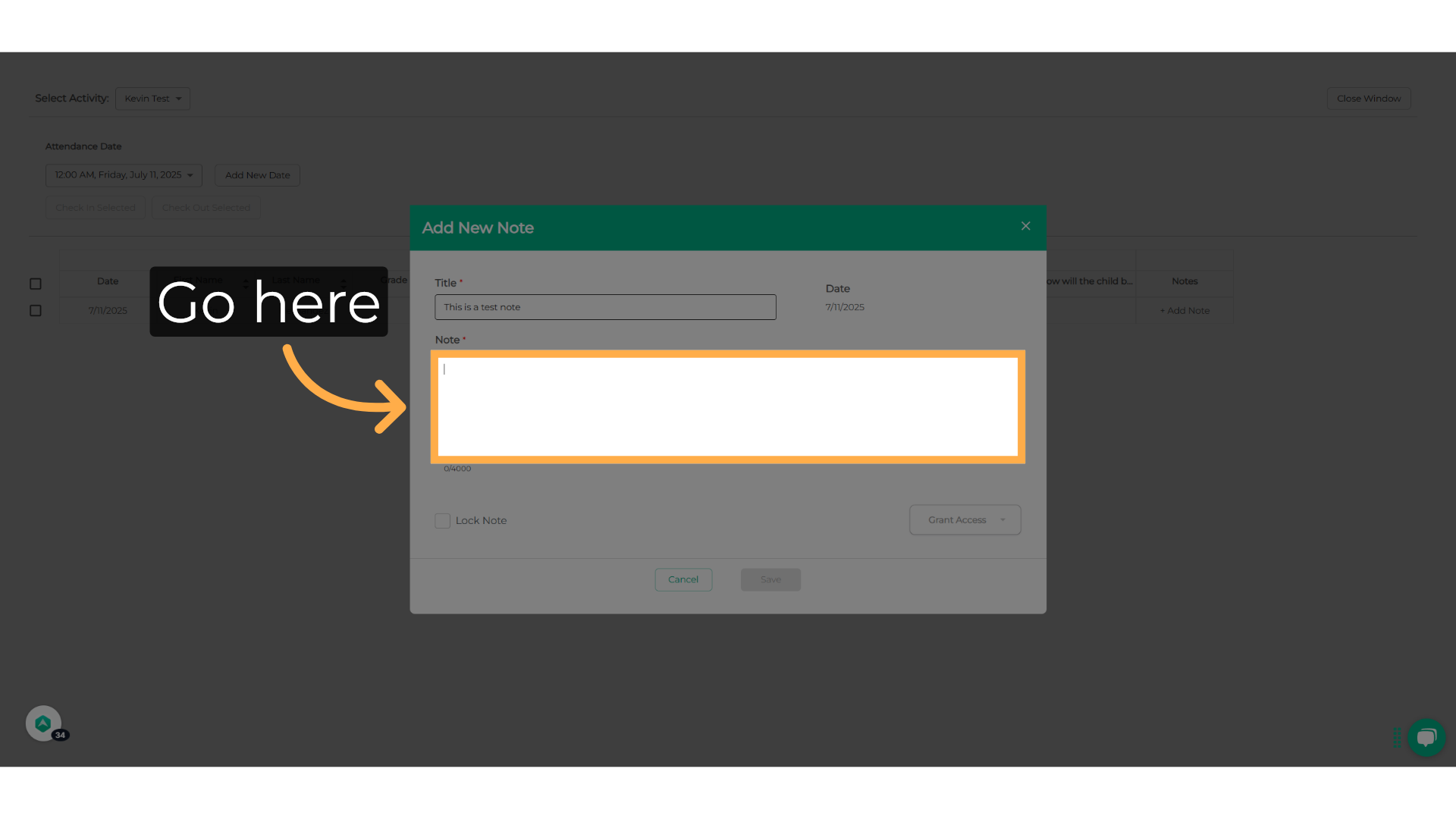 Click 'Note'