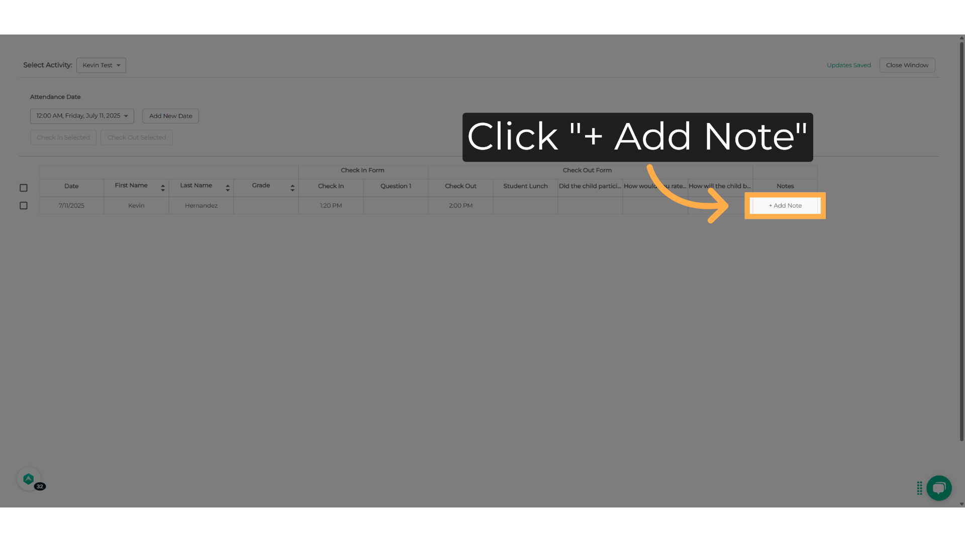 Click '+ Add Note'