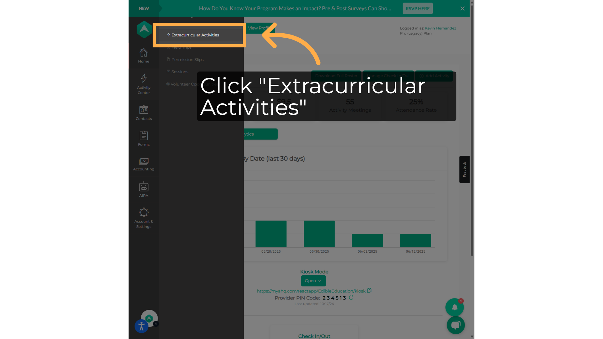 Click 'Extracurricular Activities'