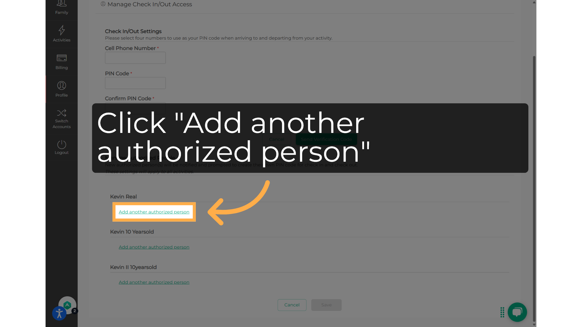 Click 'Add another authorized person'