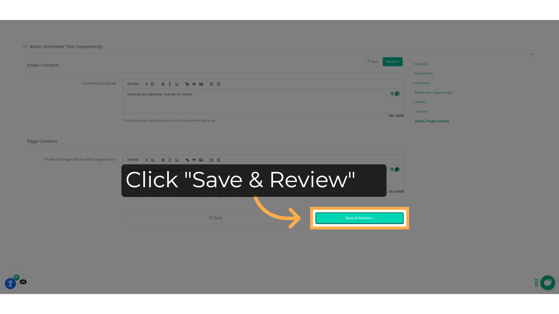 Click 'Save & Review'