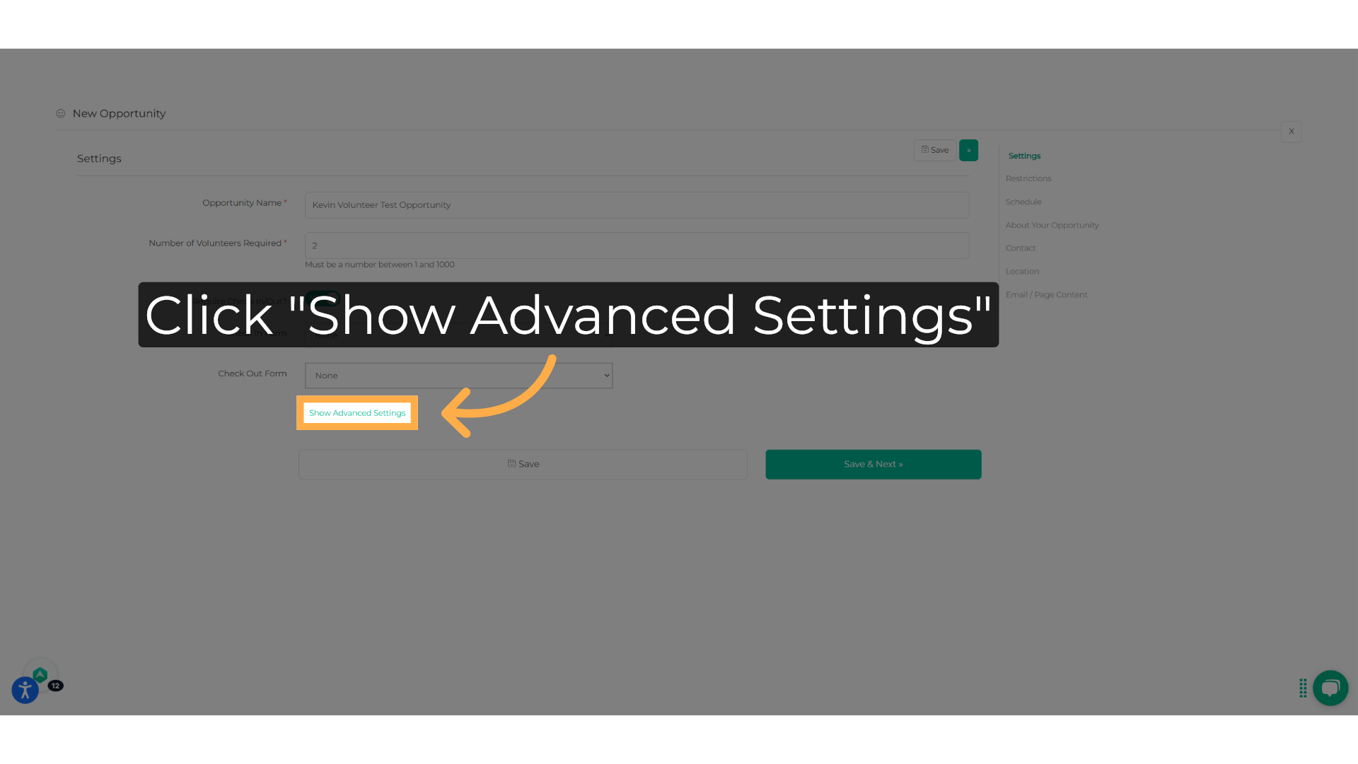 Click 'Show Advanced Settings'