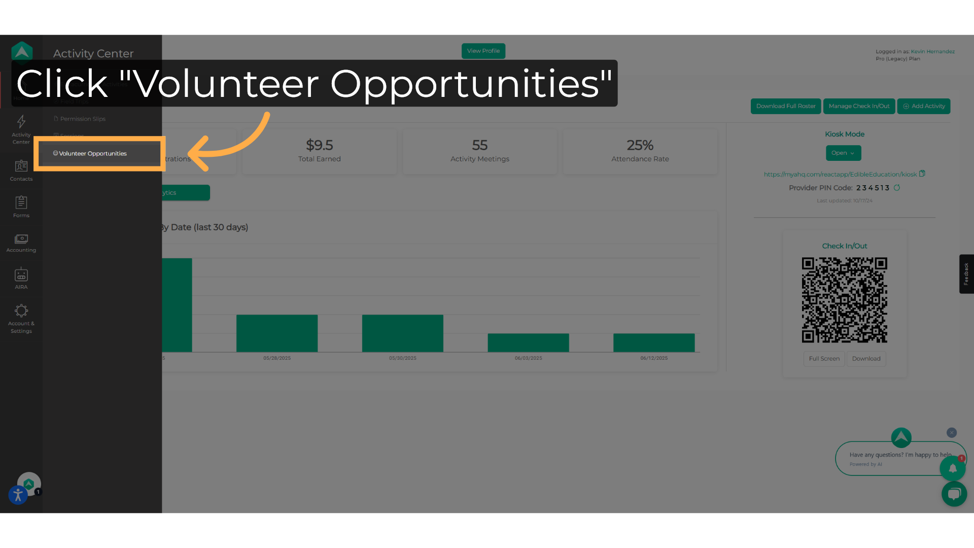 Click 'Volunteer Opportunities'