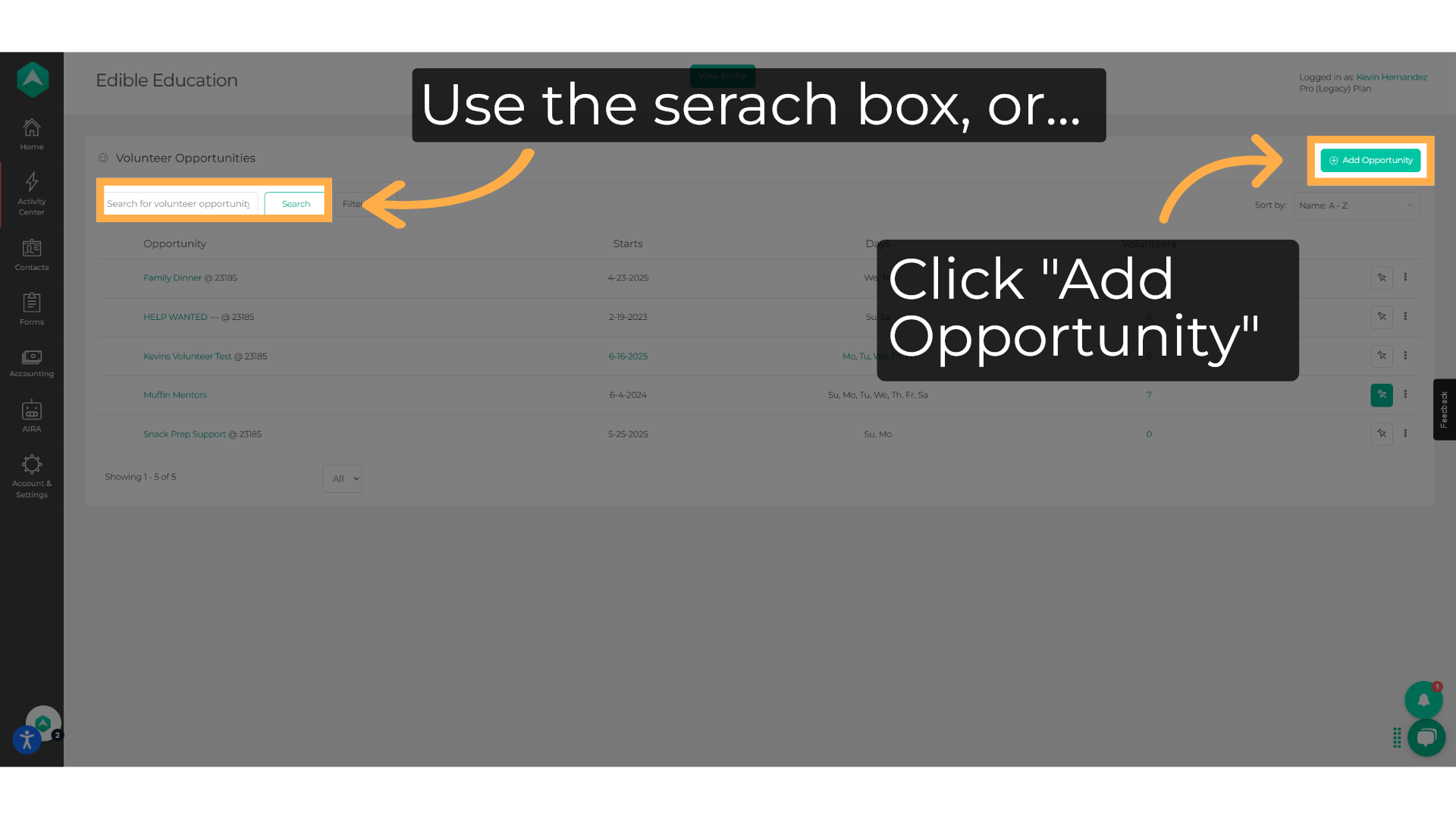 Click 'Add Opportunity'