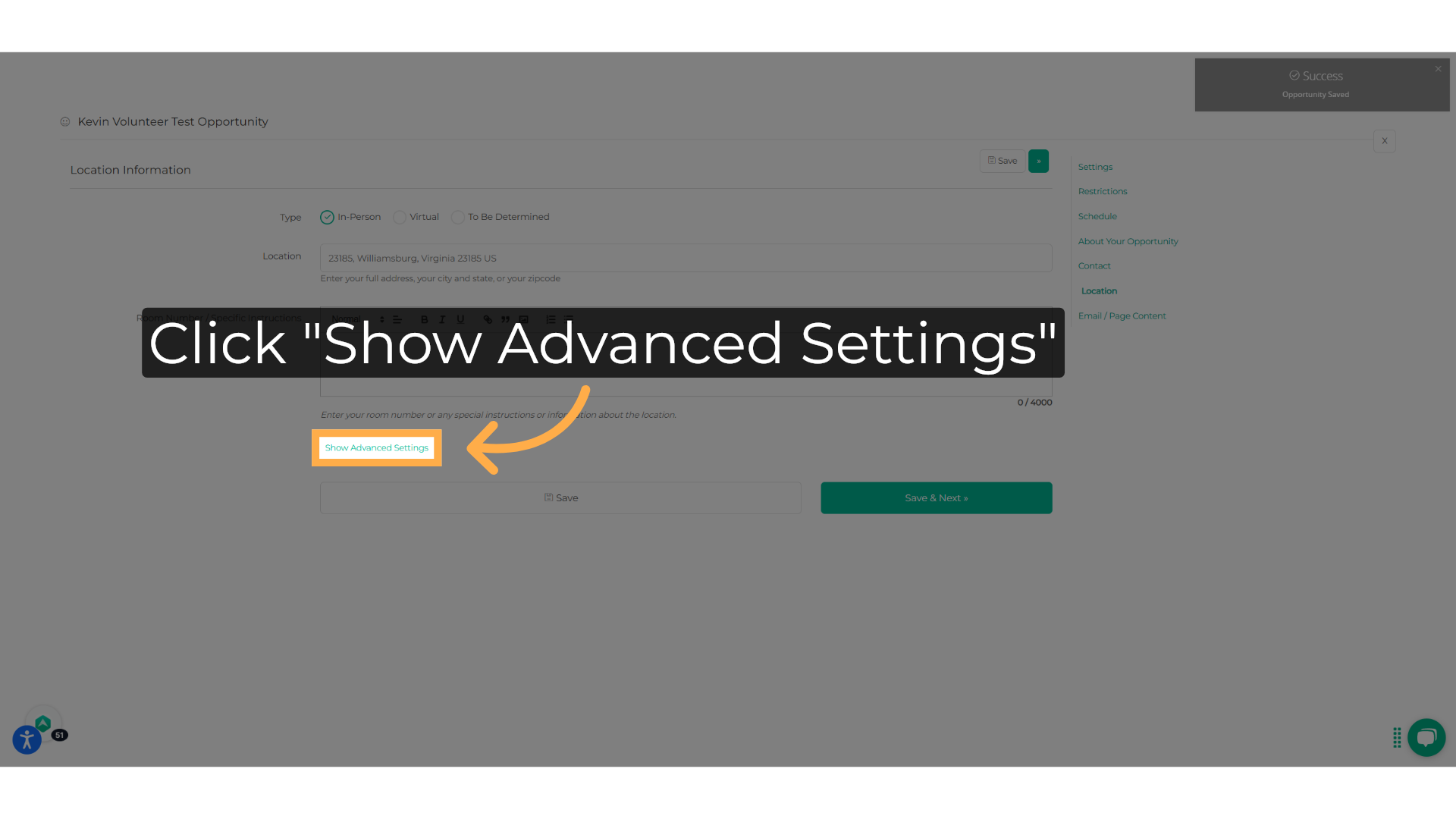Click 'Show Advanced Settings'