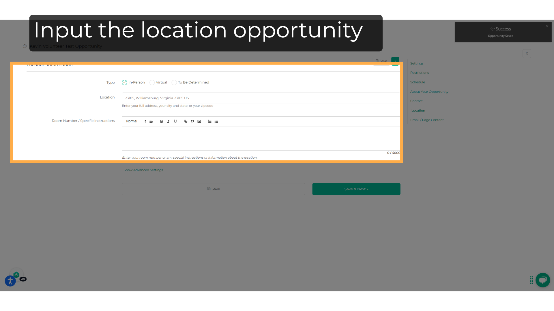Input the location information