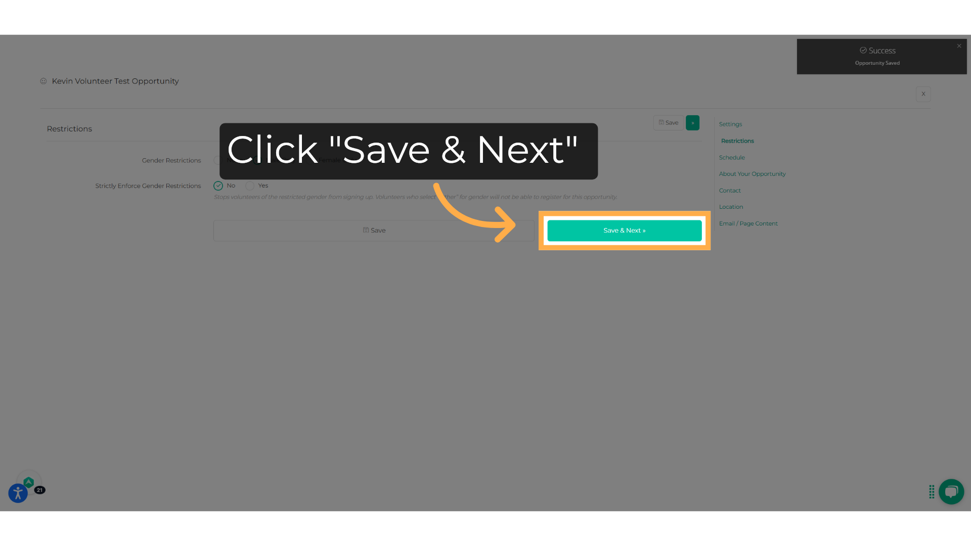 Click 'Save & Next'