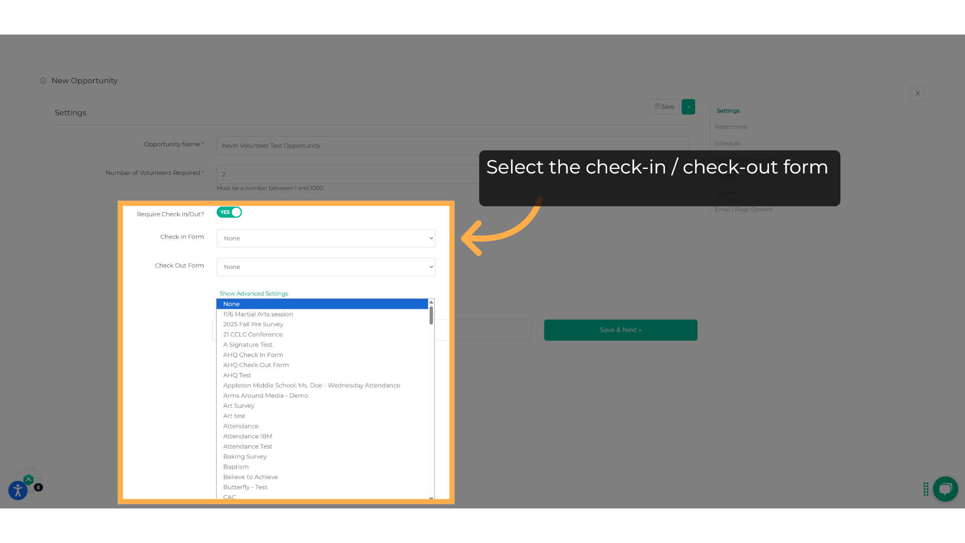 Select the forms
