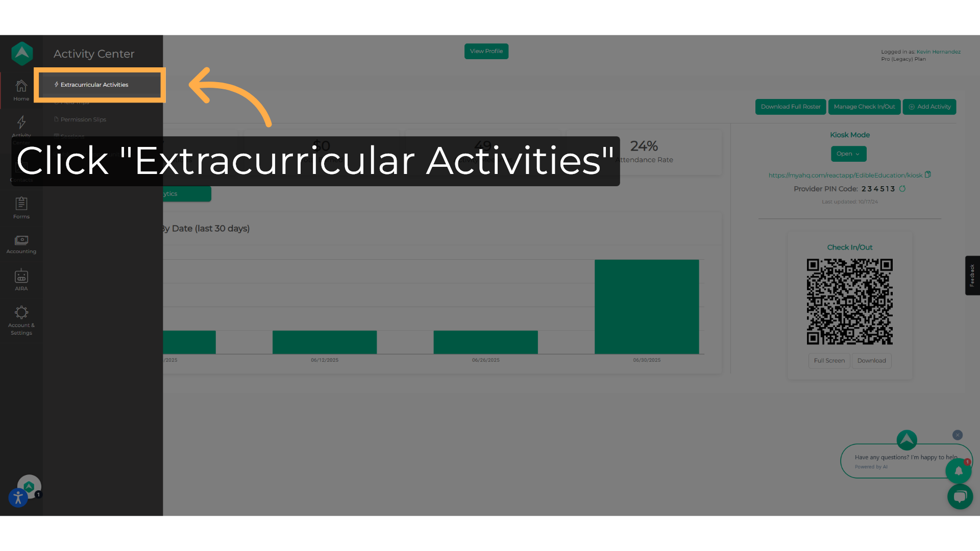Click 'Extracurricular Activities'