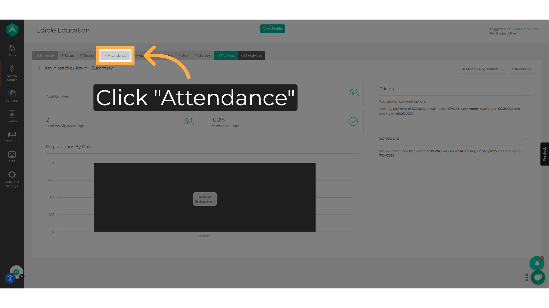 Click 'Attendance'