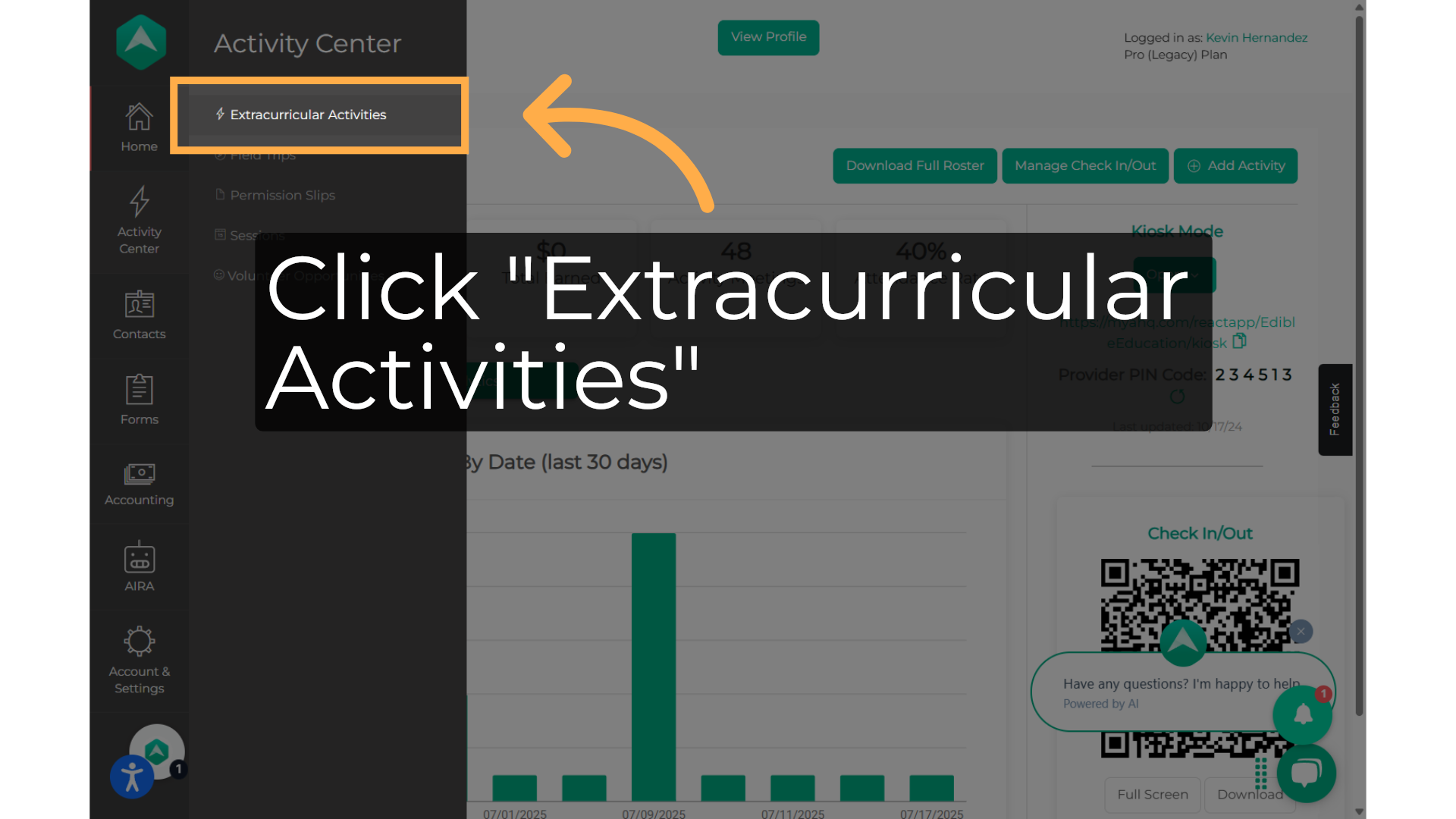 Click 'Extracurricular Activities'