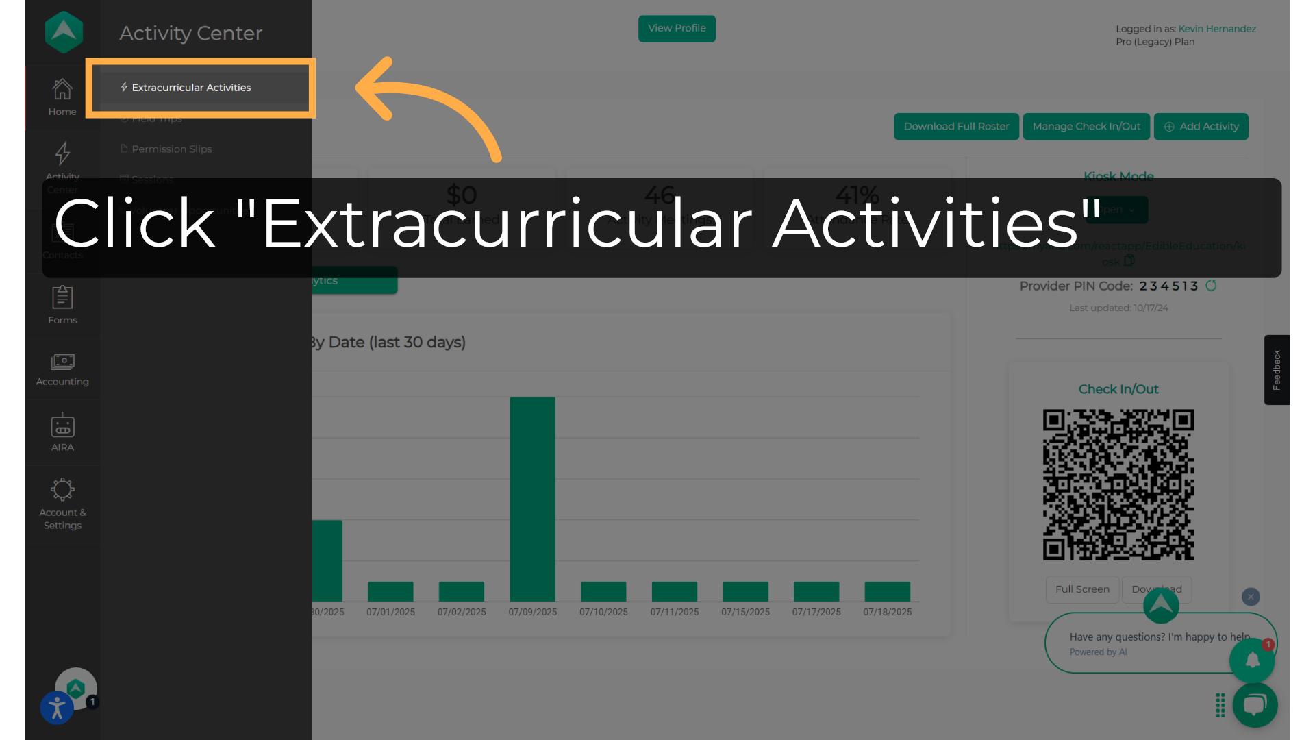 Click 'Extracurricular Activities'