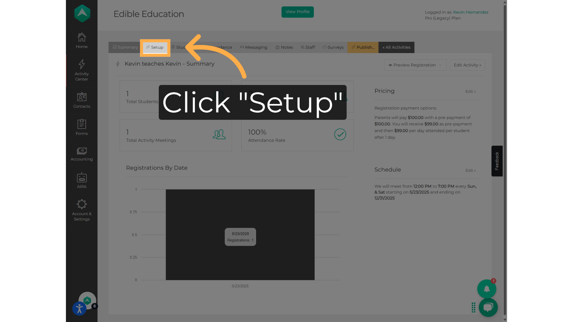 Click 'Setup'