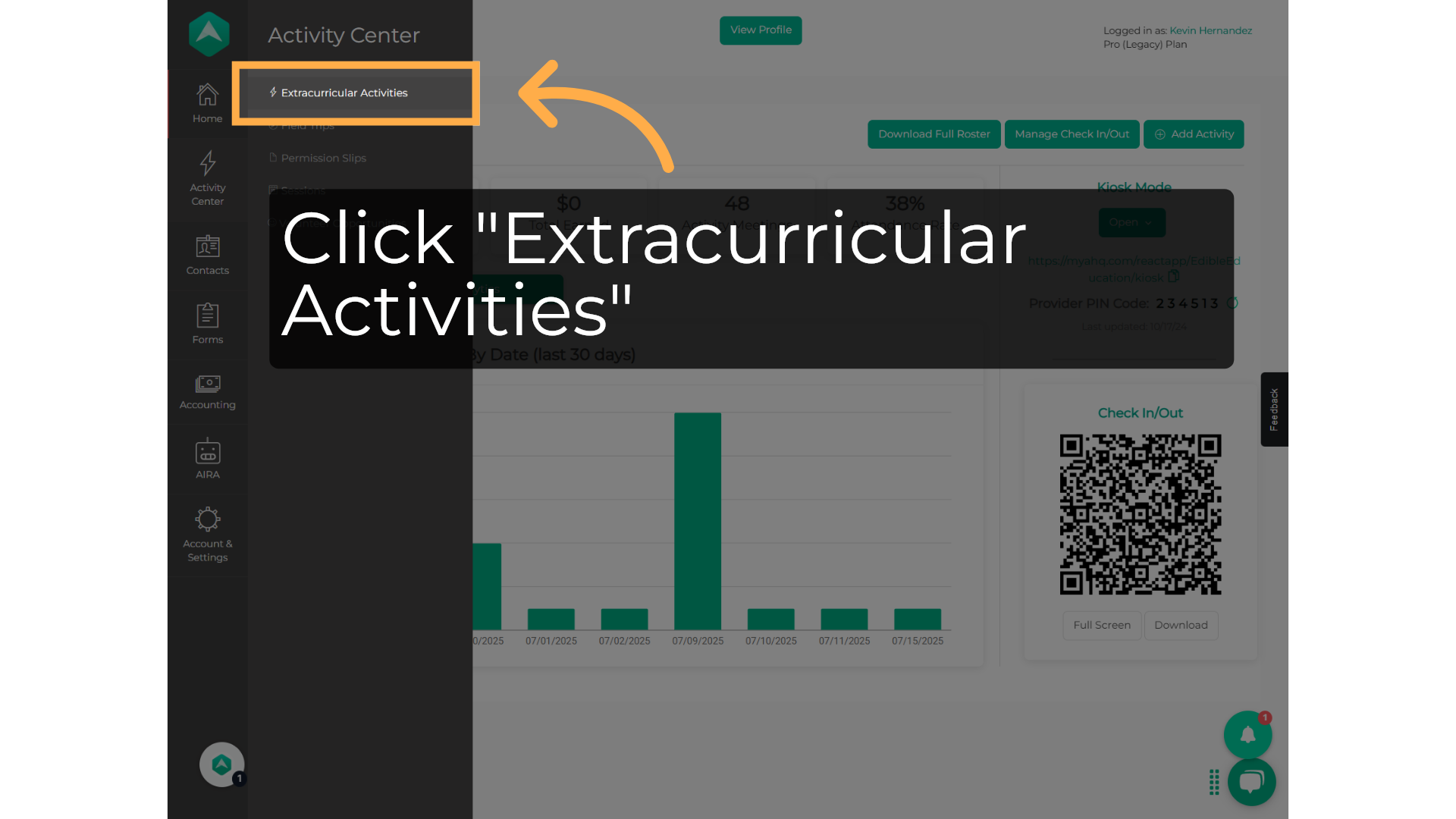 Click 'Extracurricular Activities'