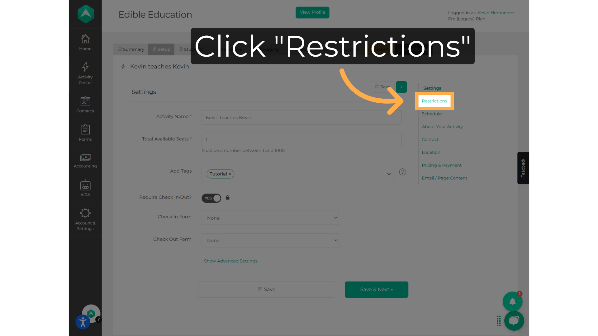 Click 'Restrictions'