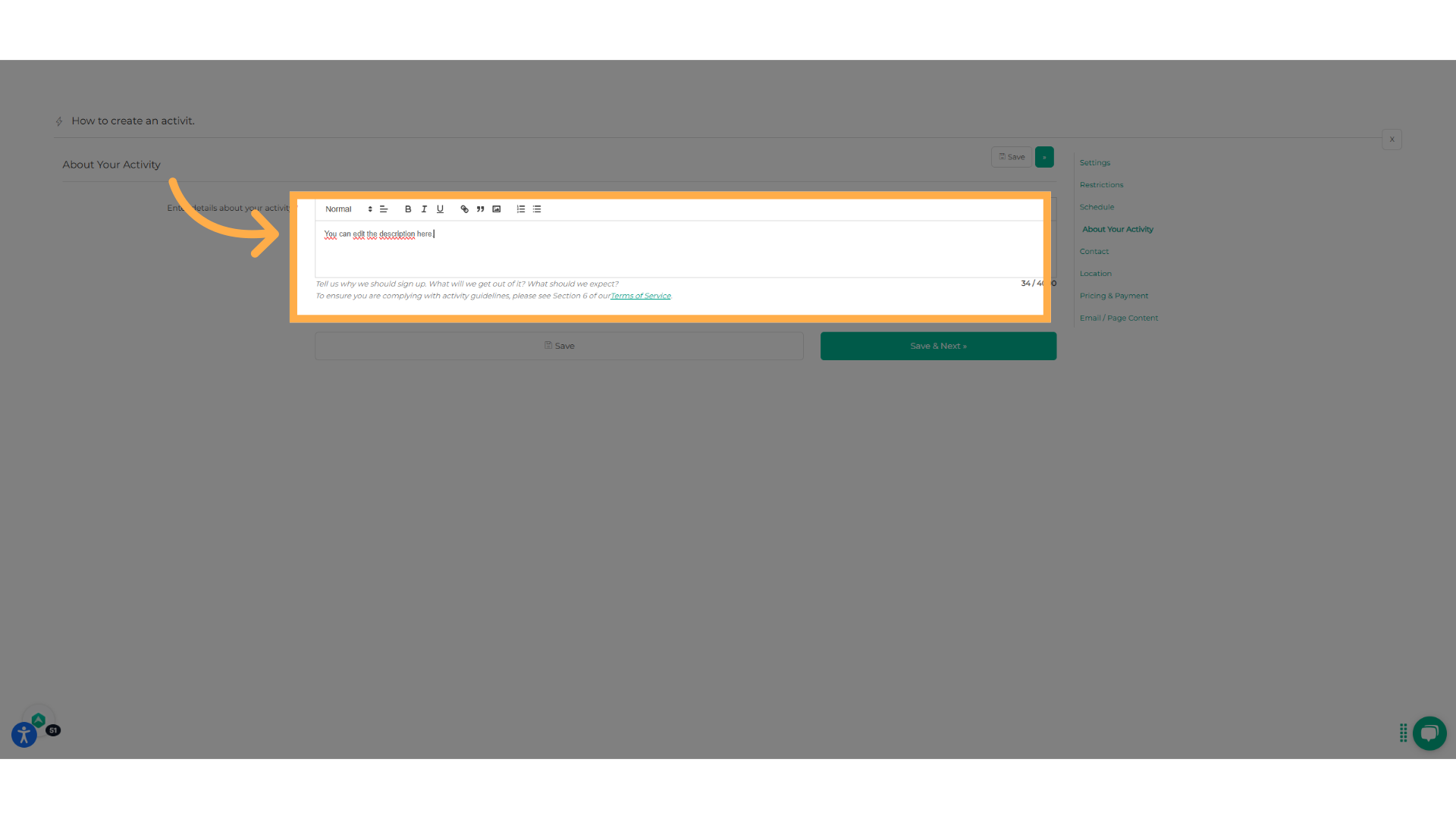 Write the description of your activity.