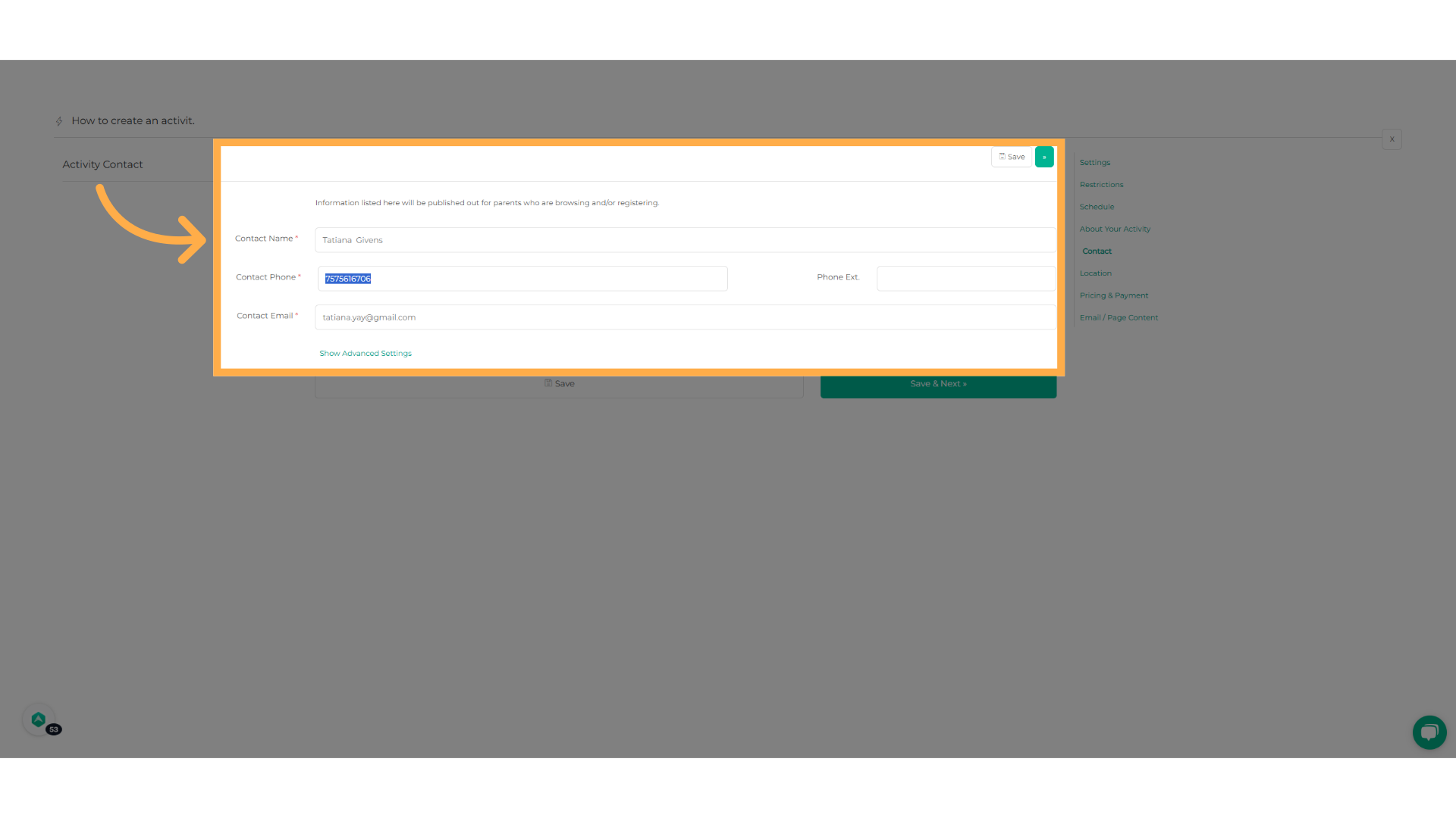 Add contact details