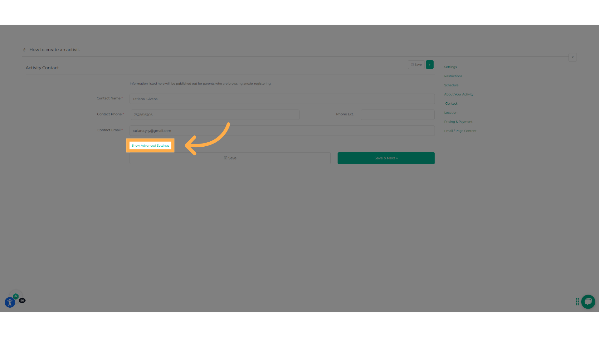 Click 'Show Advanced Settings'