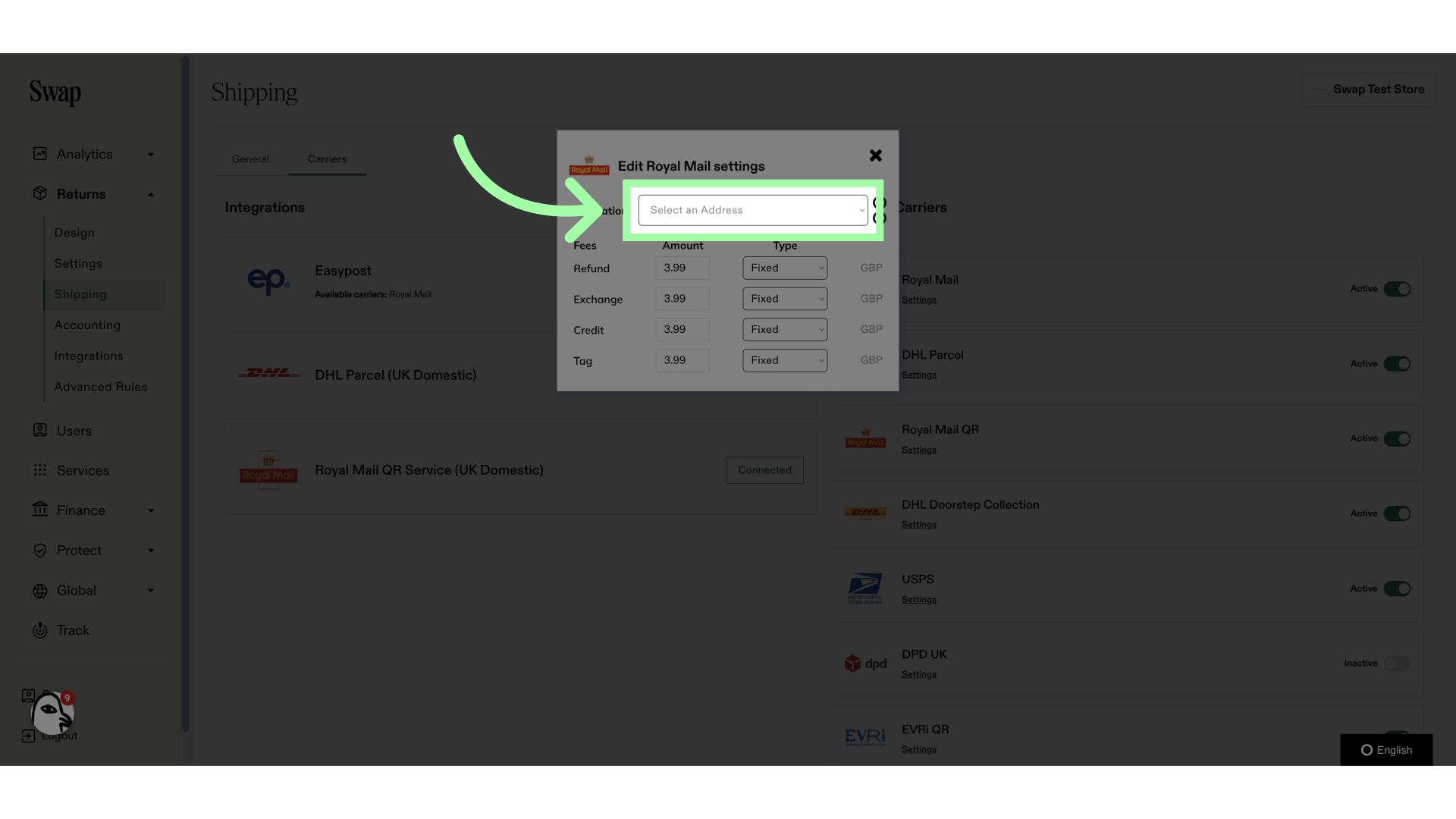 Choose a predefined address from the list.