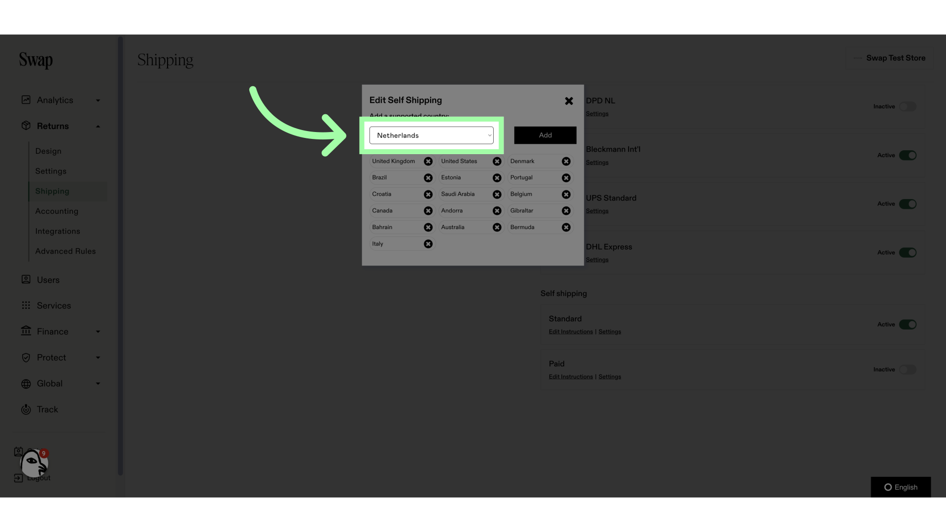 Click here to select a country to add