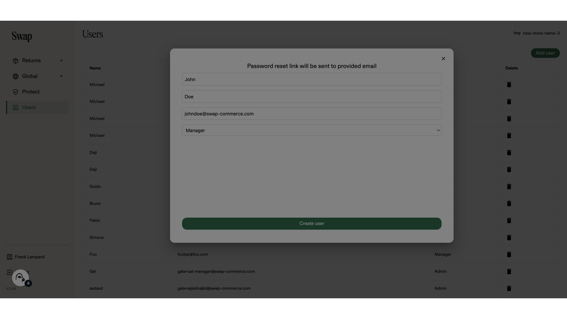 The user will receive an email on the provided email address to set a password.
