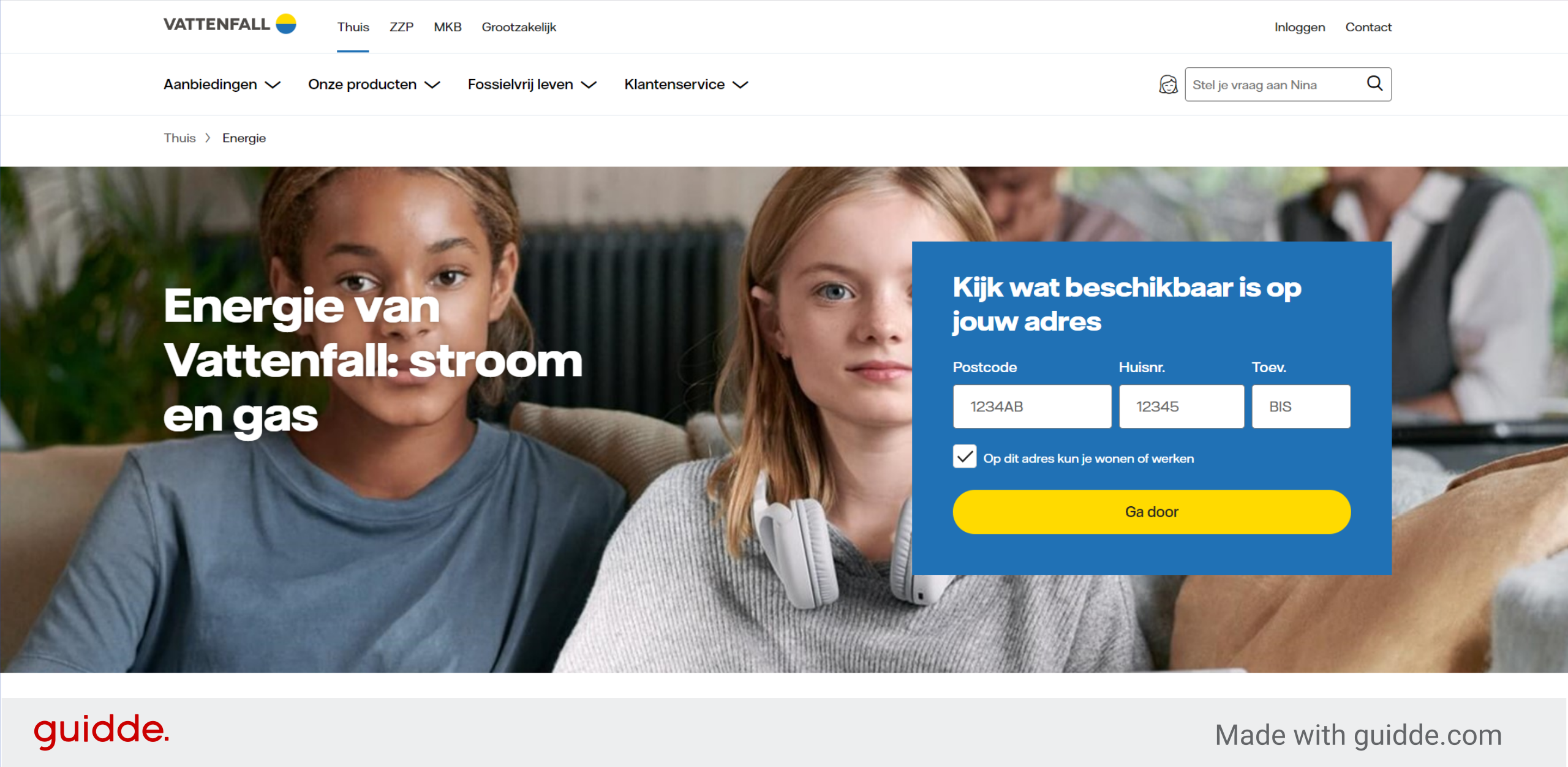 Sluit het contract af bij de energieleverancier