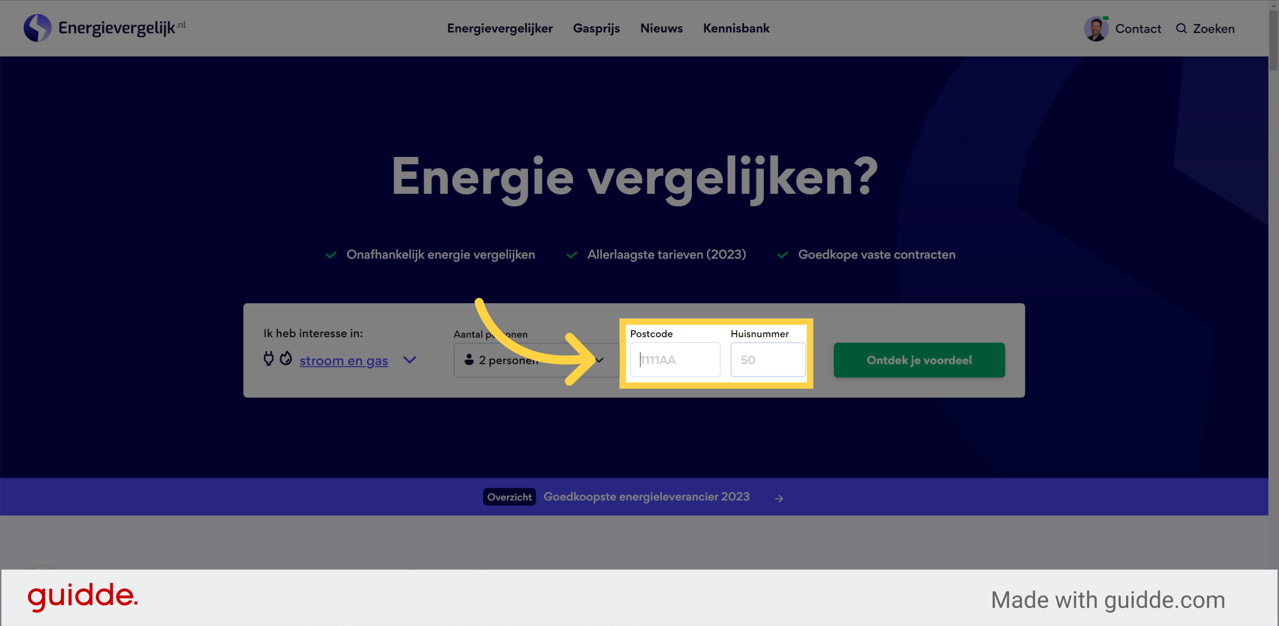 Vul je postcode en huisnummer in