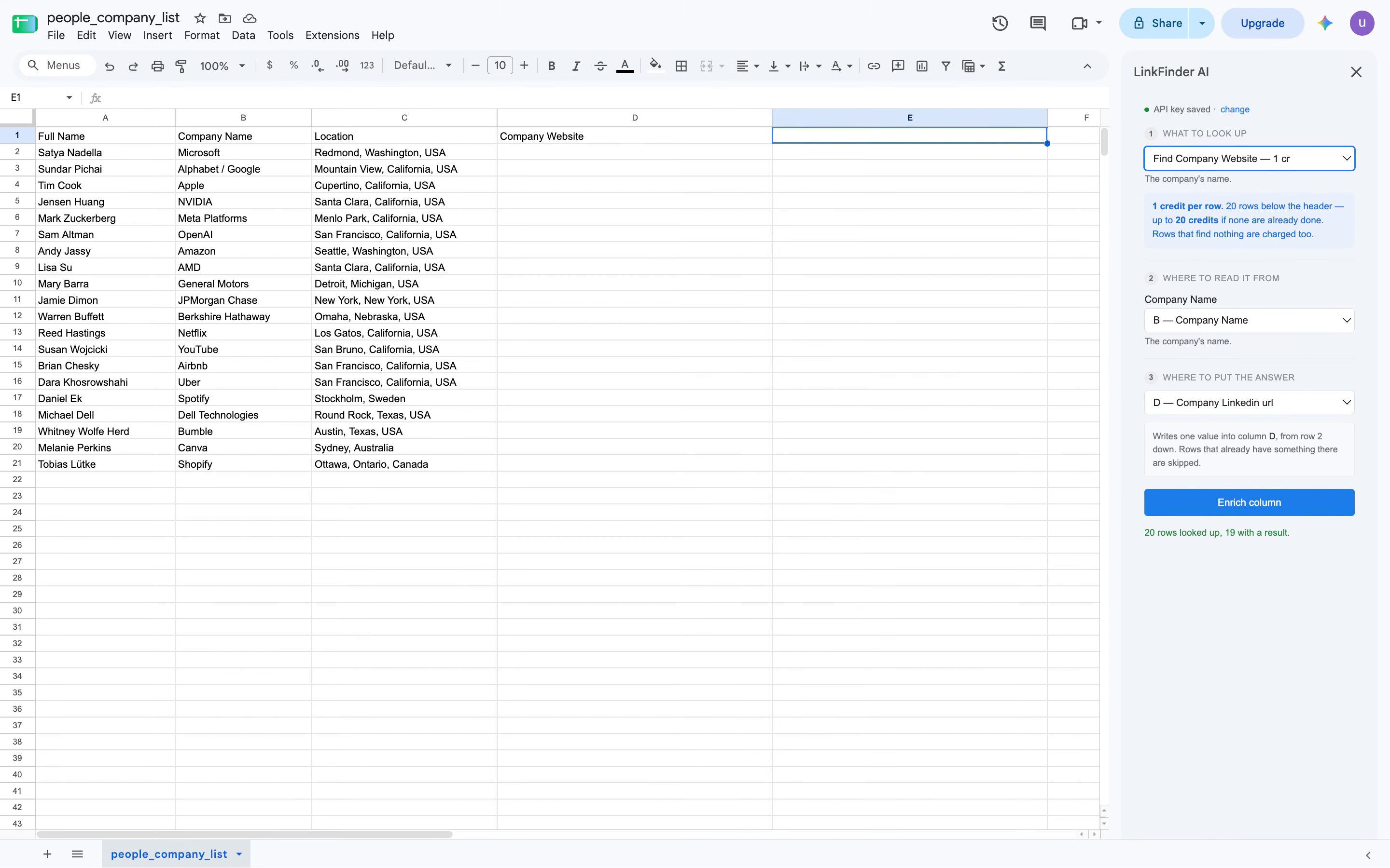 Configuring Columns For Enrichment