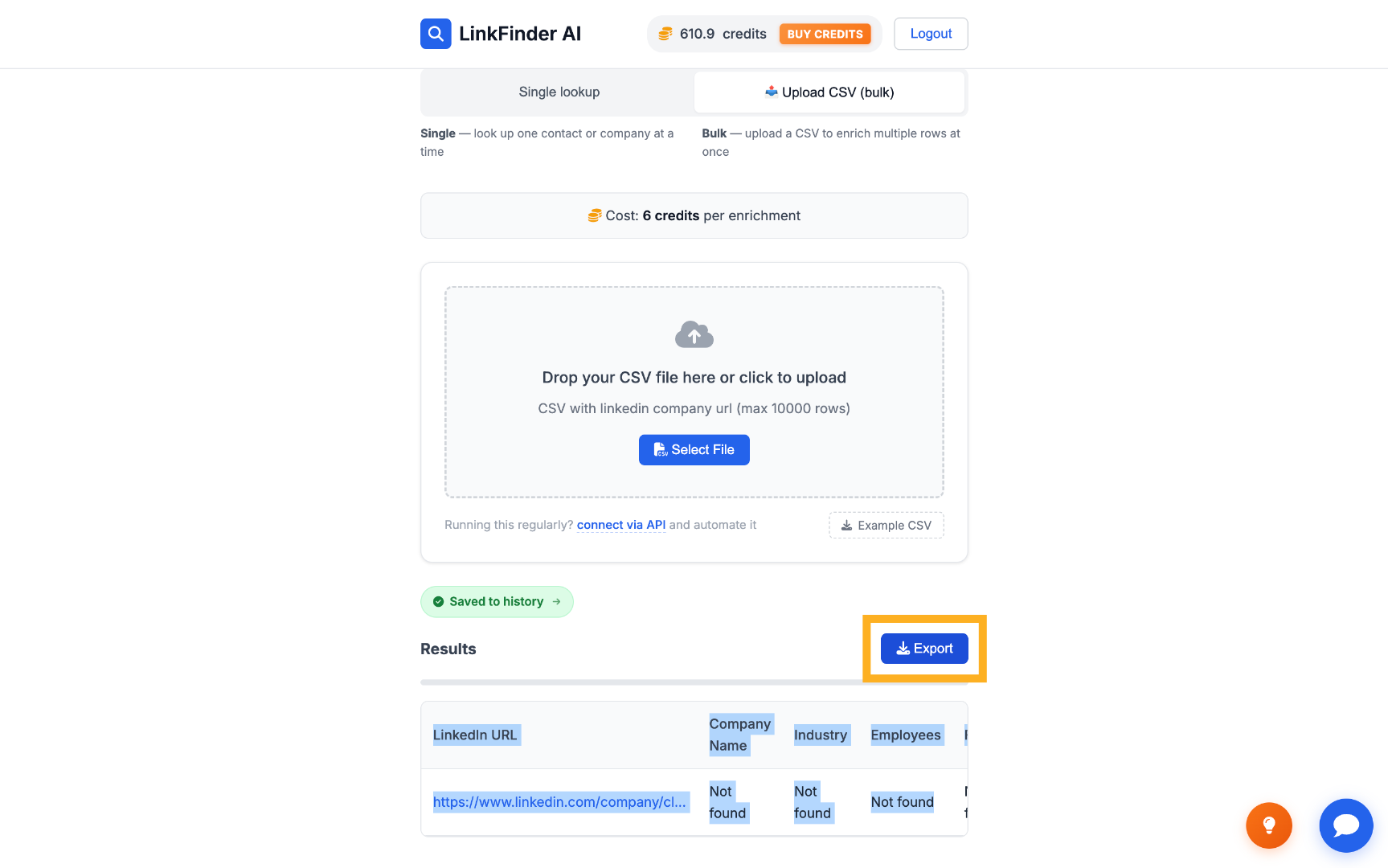 Export the enriched company data