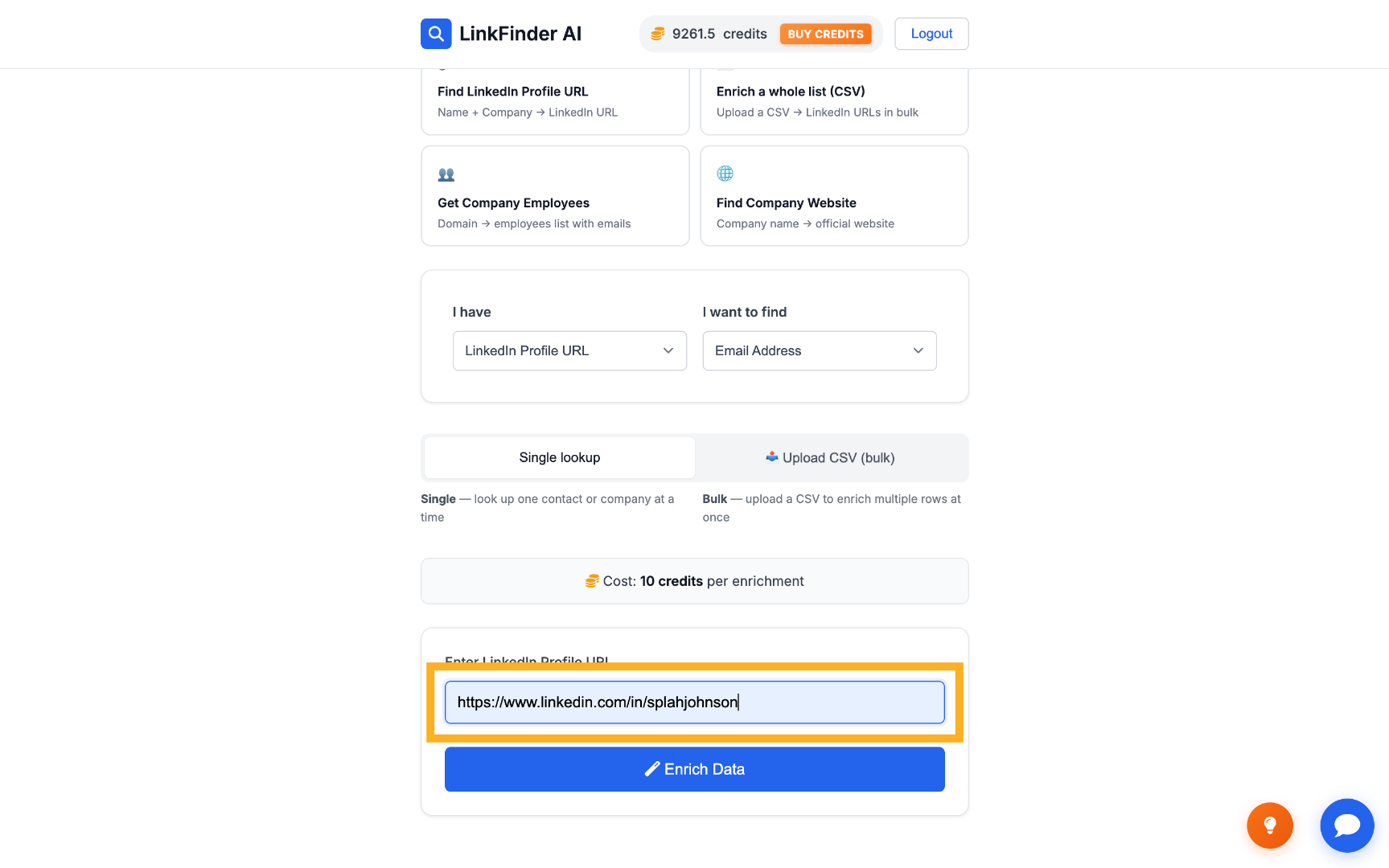 Fill LinkedIn Profile URL