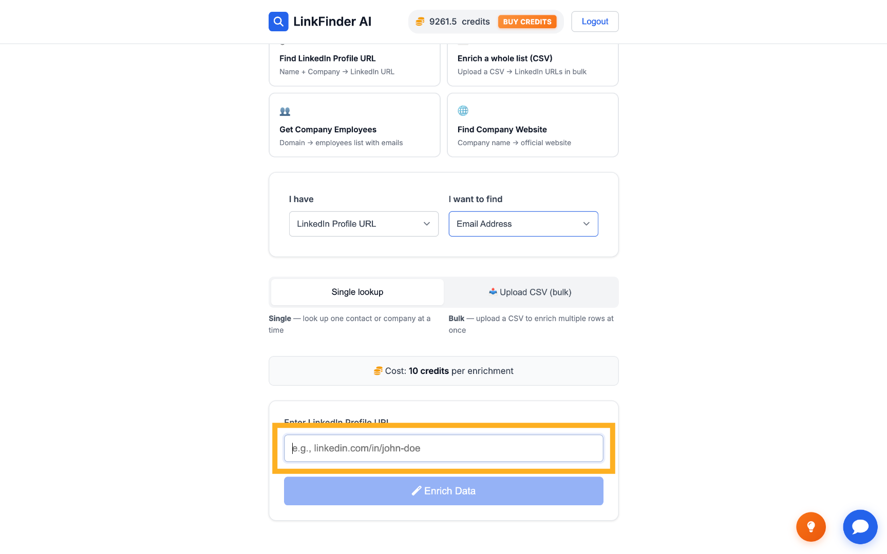 Enter LinkedIn Profile URL