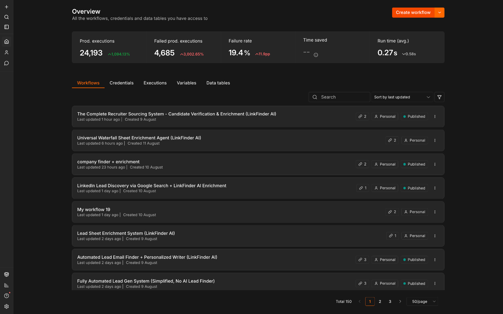 Open the LinkFinder AI Workflows platform
