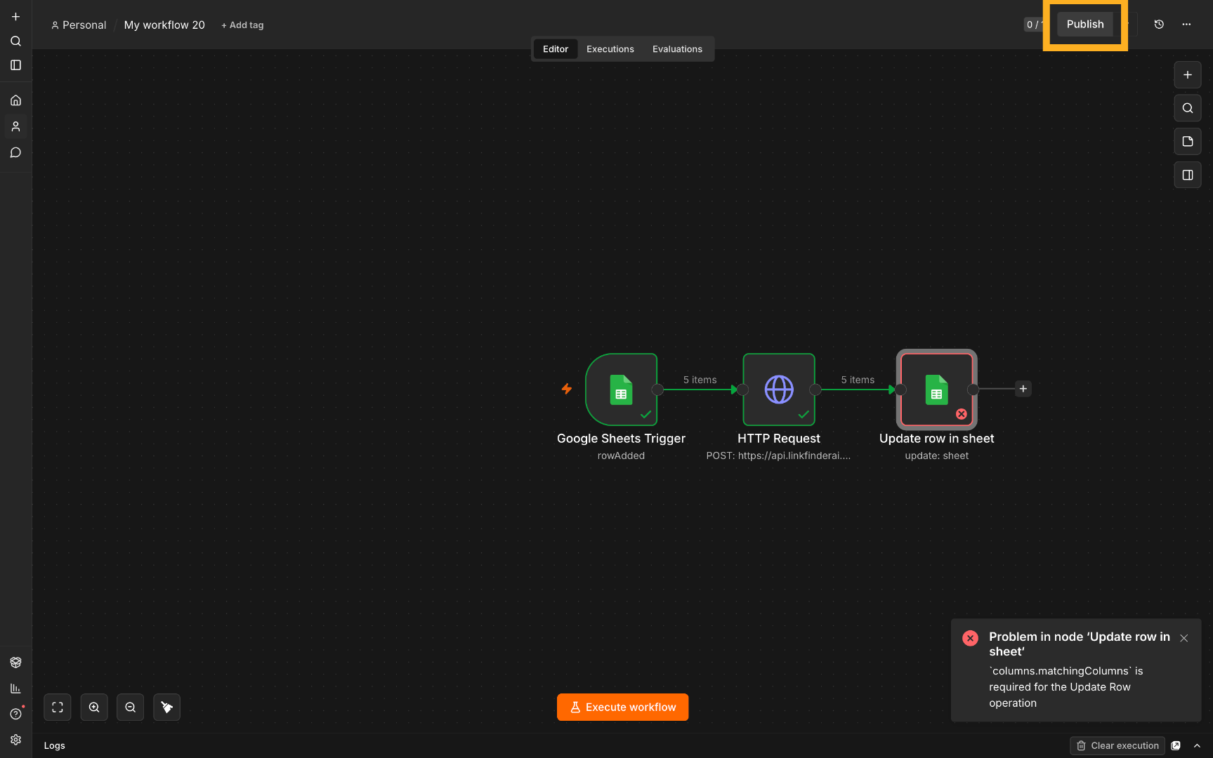 Publish the workflow